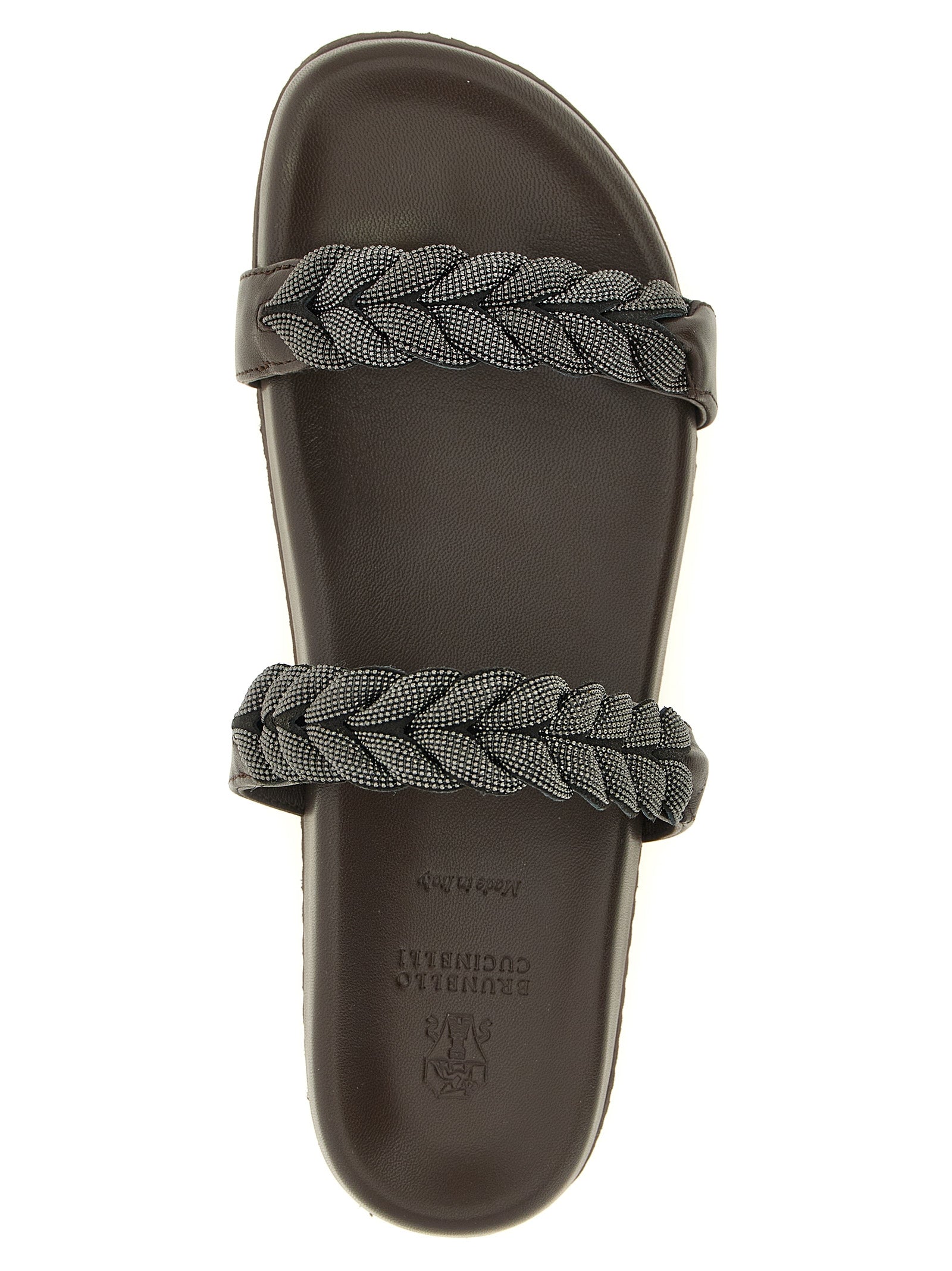 Brunello Cucinelli Braune Leder-Slipper