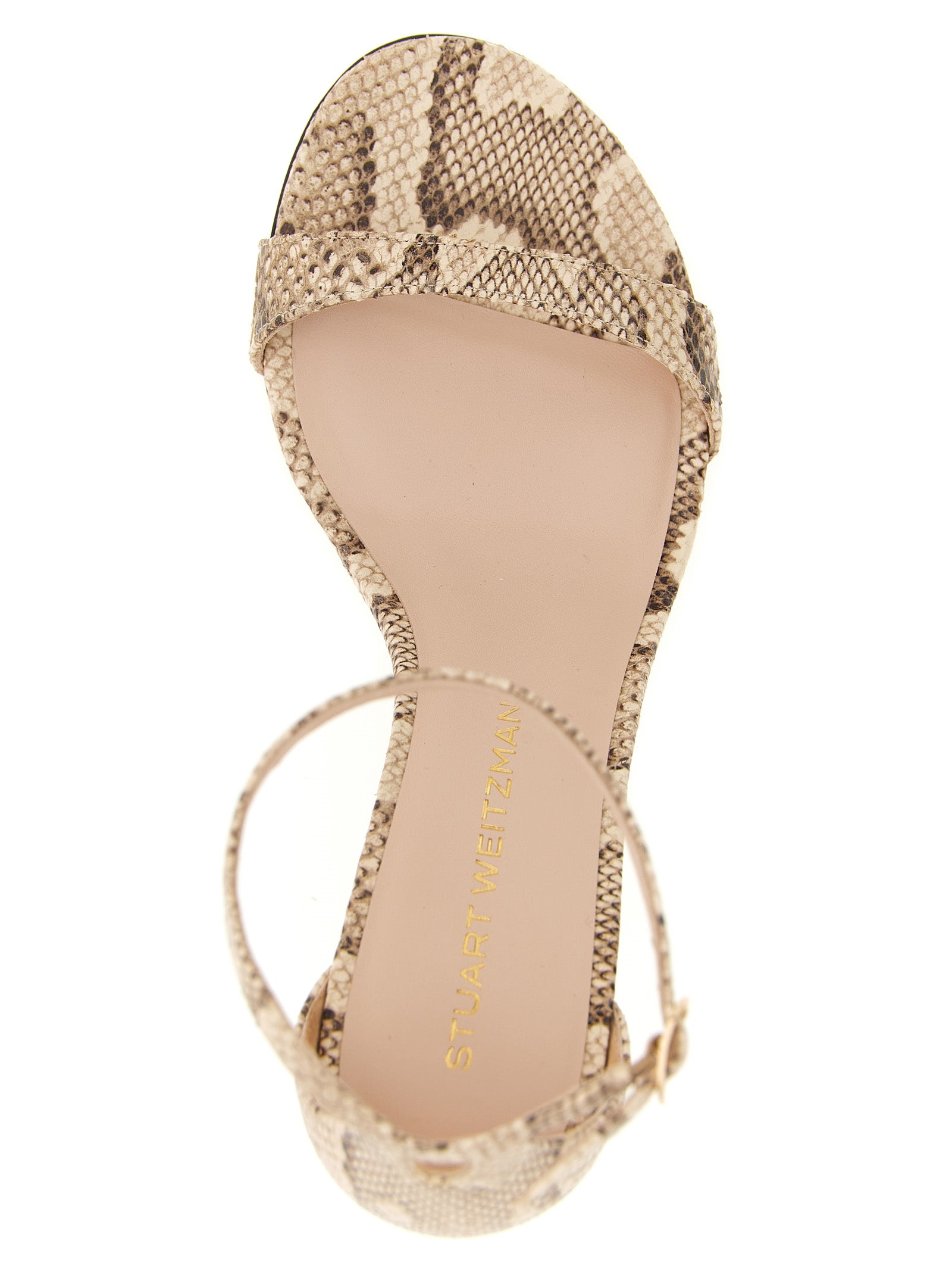 Stuart Weitzman Beige Calf Leather Bos Taurus Stiletto Heel Sandals