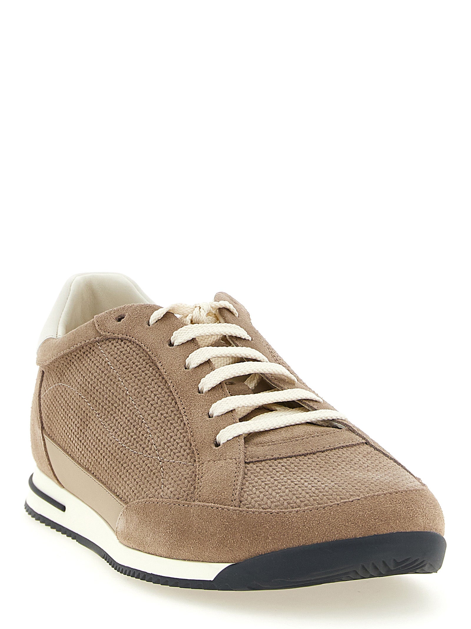 Brunello Cucinelli Beige Kalbsleder Low-Top-Sneaker