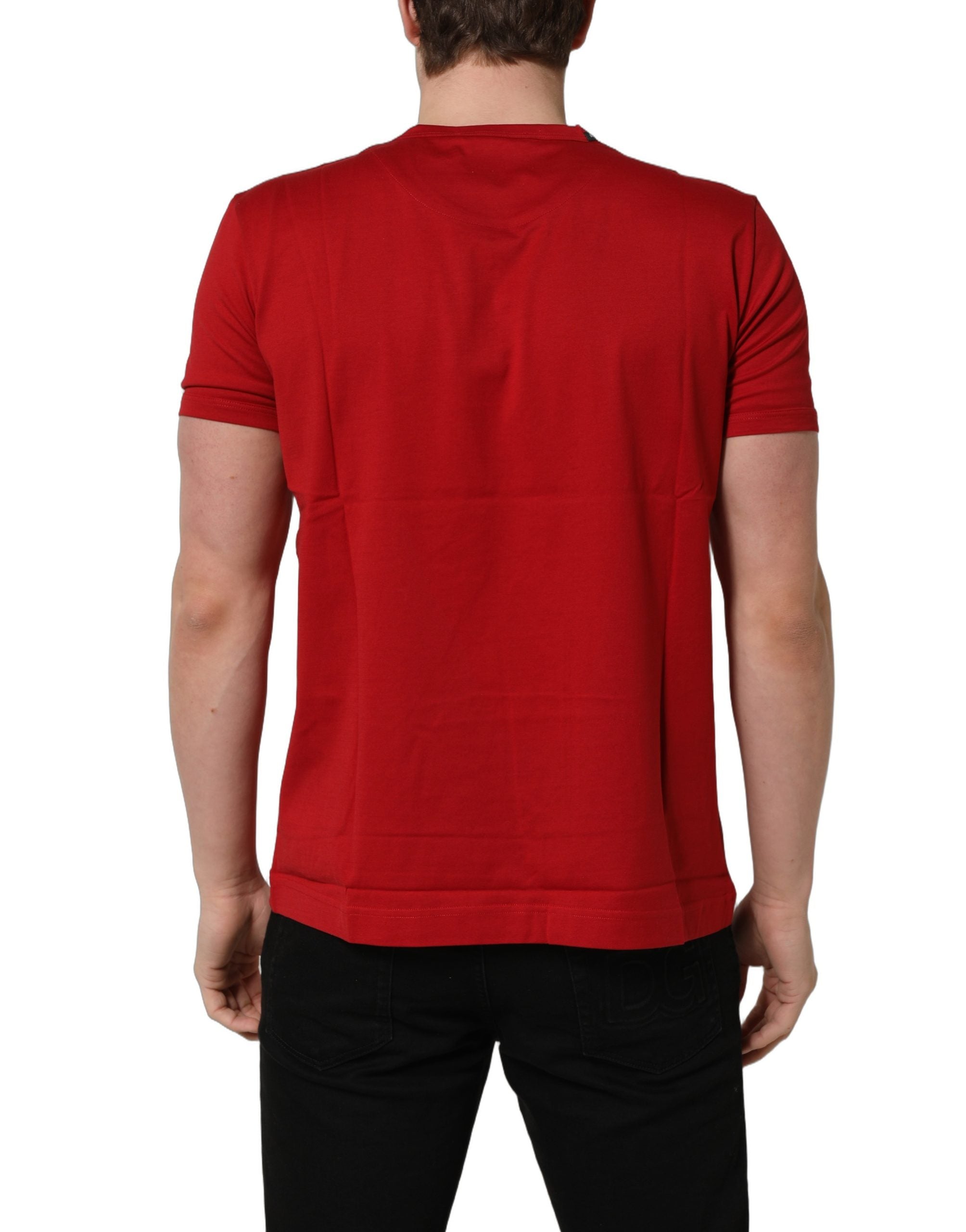 Dolce & Gabbana Rotes Goodluck 2023 Baumwoll-T-Shirt mit Rundhalsausschnitt