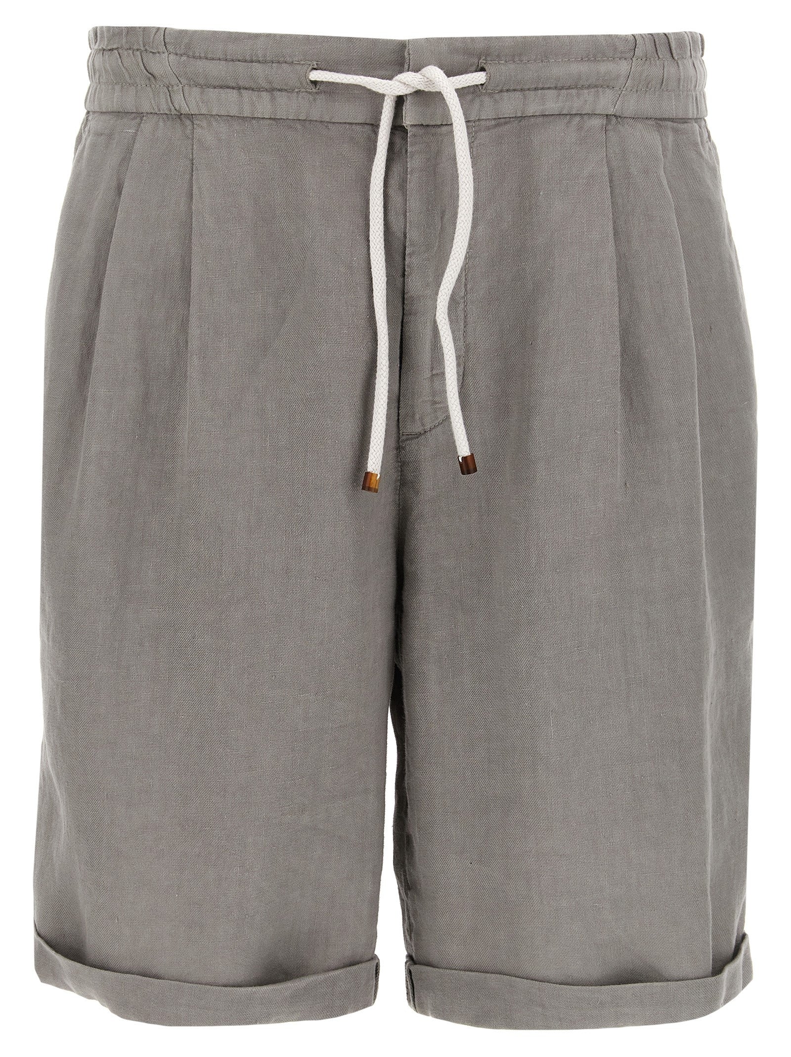 Brunello Cucinelli Graue Leinen-Bermudashorts