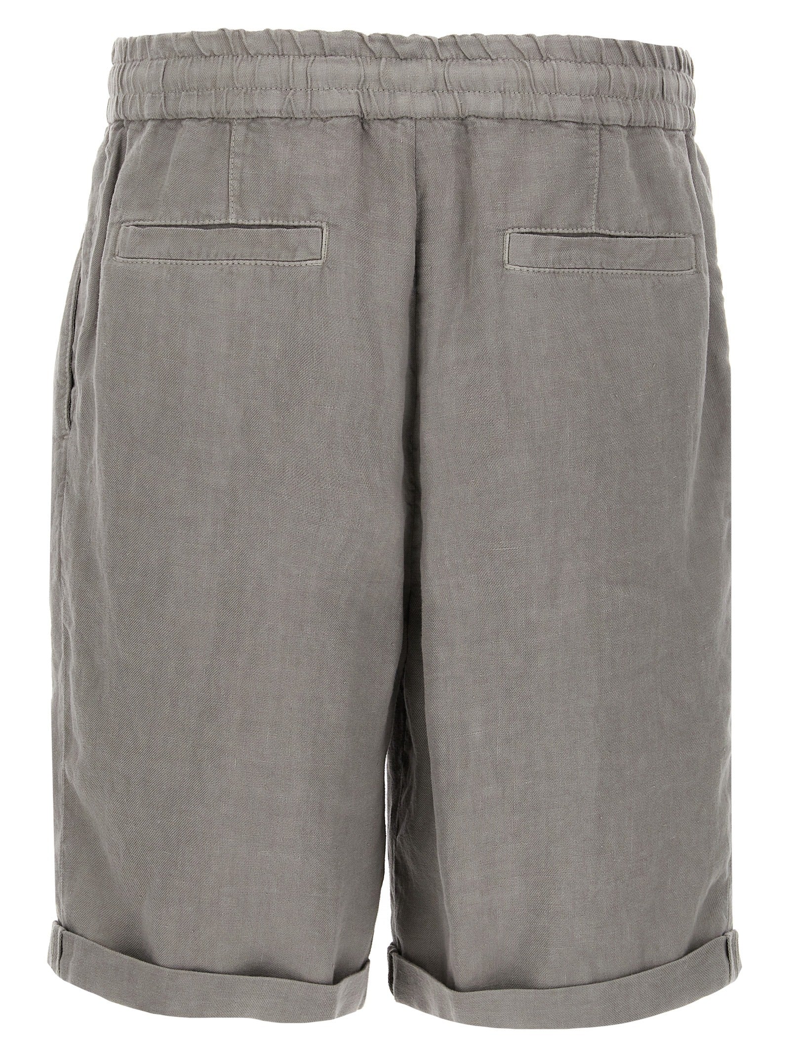 Brunello Cucinelli Graue Leinen-Bermudashorts