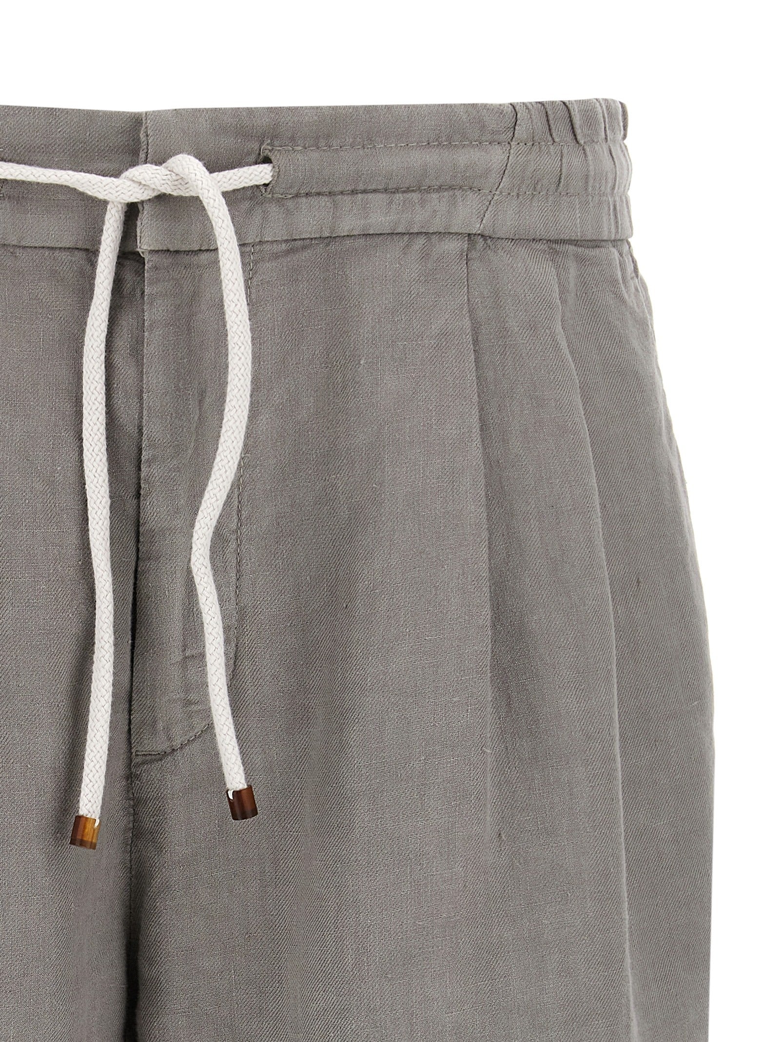 Brunello Cucinelli Graue Leinen-Bermudashorts
