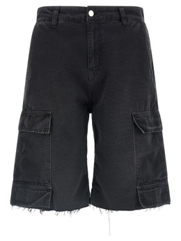 44 Label Group Schwarze Baumwoll-Bermudashorts