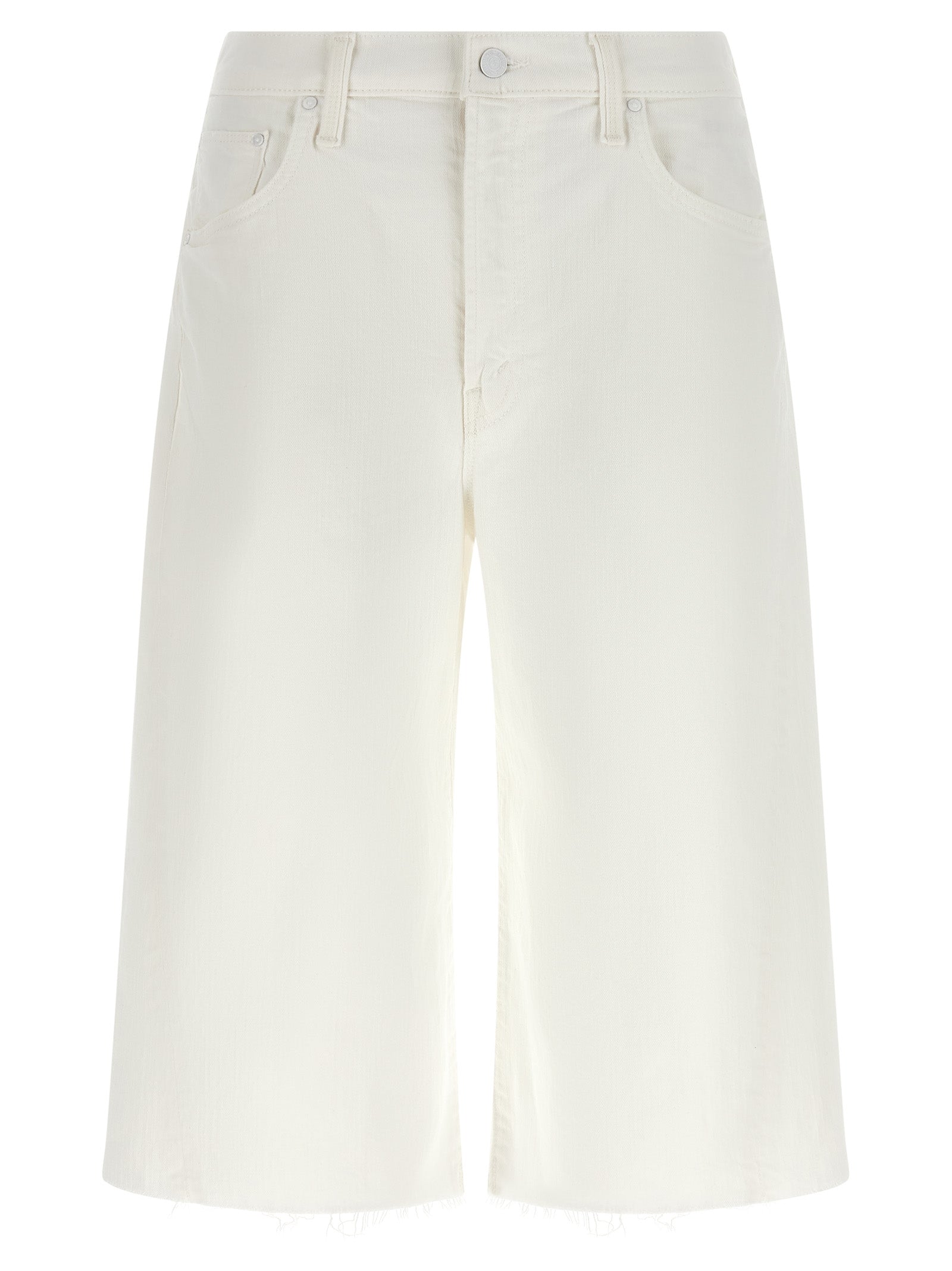 Mother Denim Weiße Baumwoll-Bermudashorts