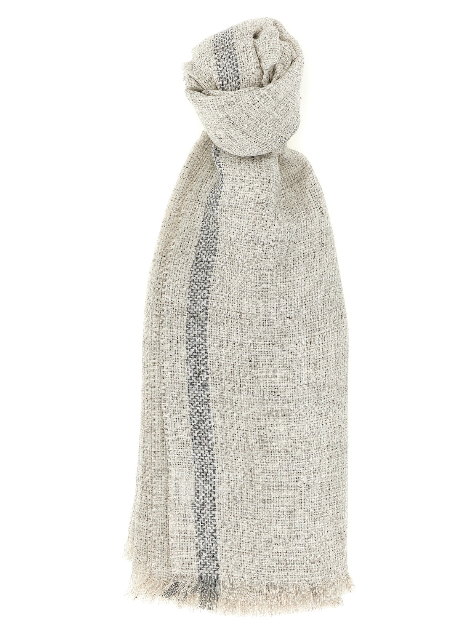 Brunello Cucinelli Grauer Leinen-Schal