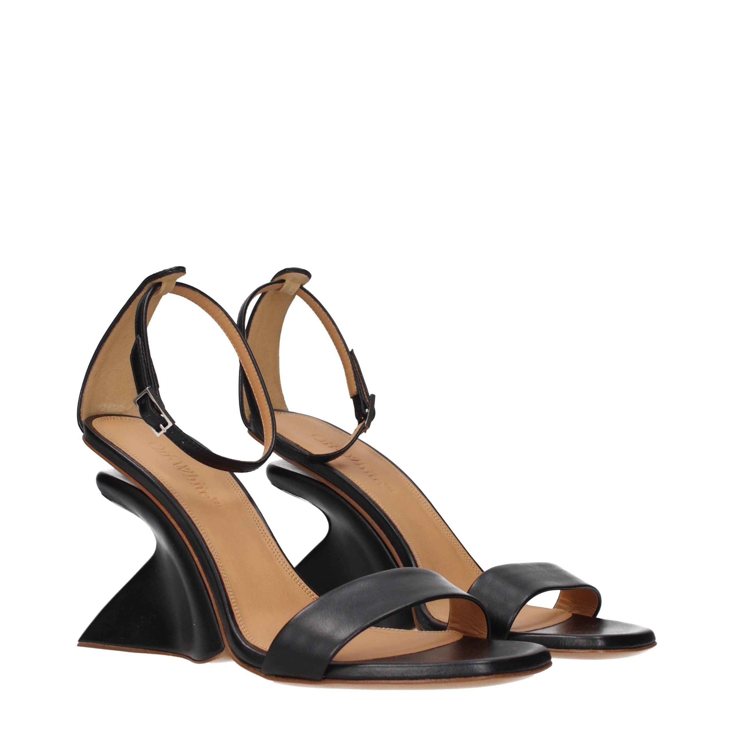 Off-White Schwarze Leder-Stiletto-Sandalen