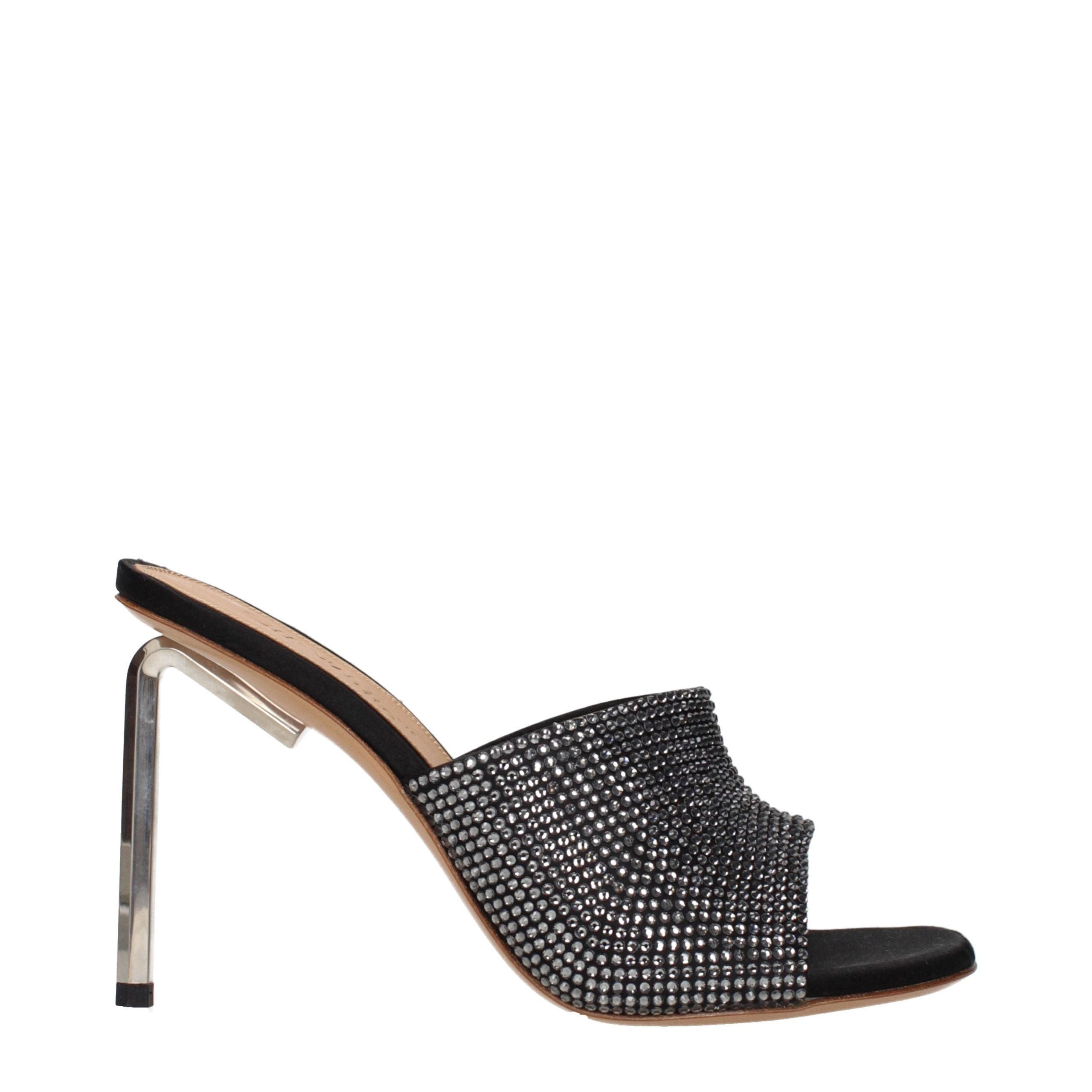 Off-White Schwarze Stiletto-Sandalen aus Satin