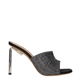 Off-White Schwarze Stiletto-Sandalen aus Satin