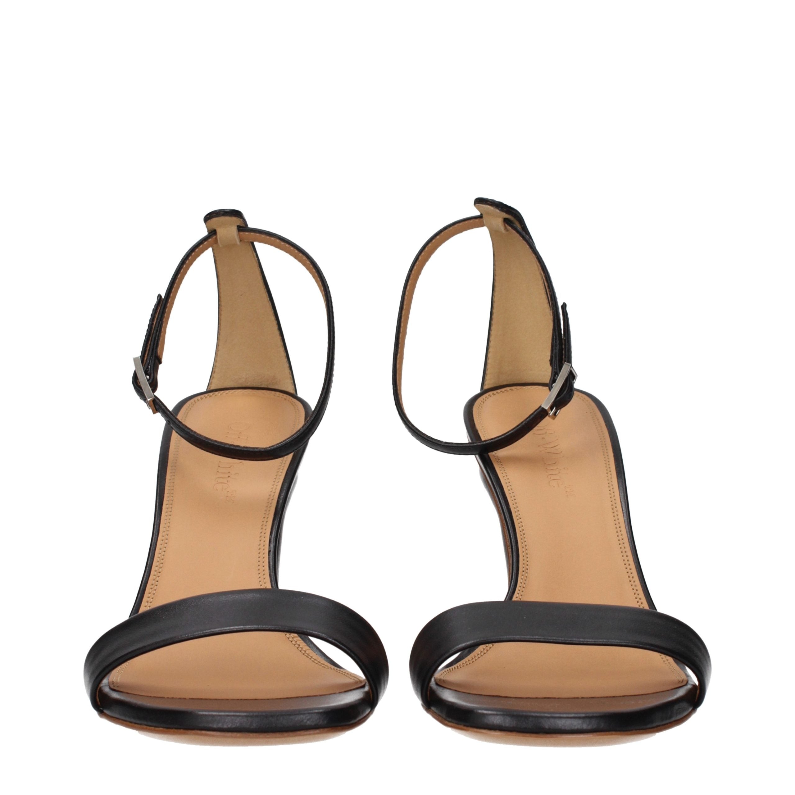 Off-White Schwarze Leder-Stiletto-Sandalen