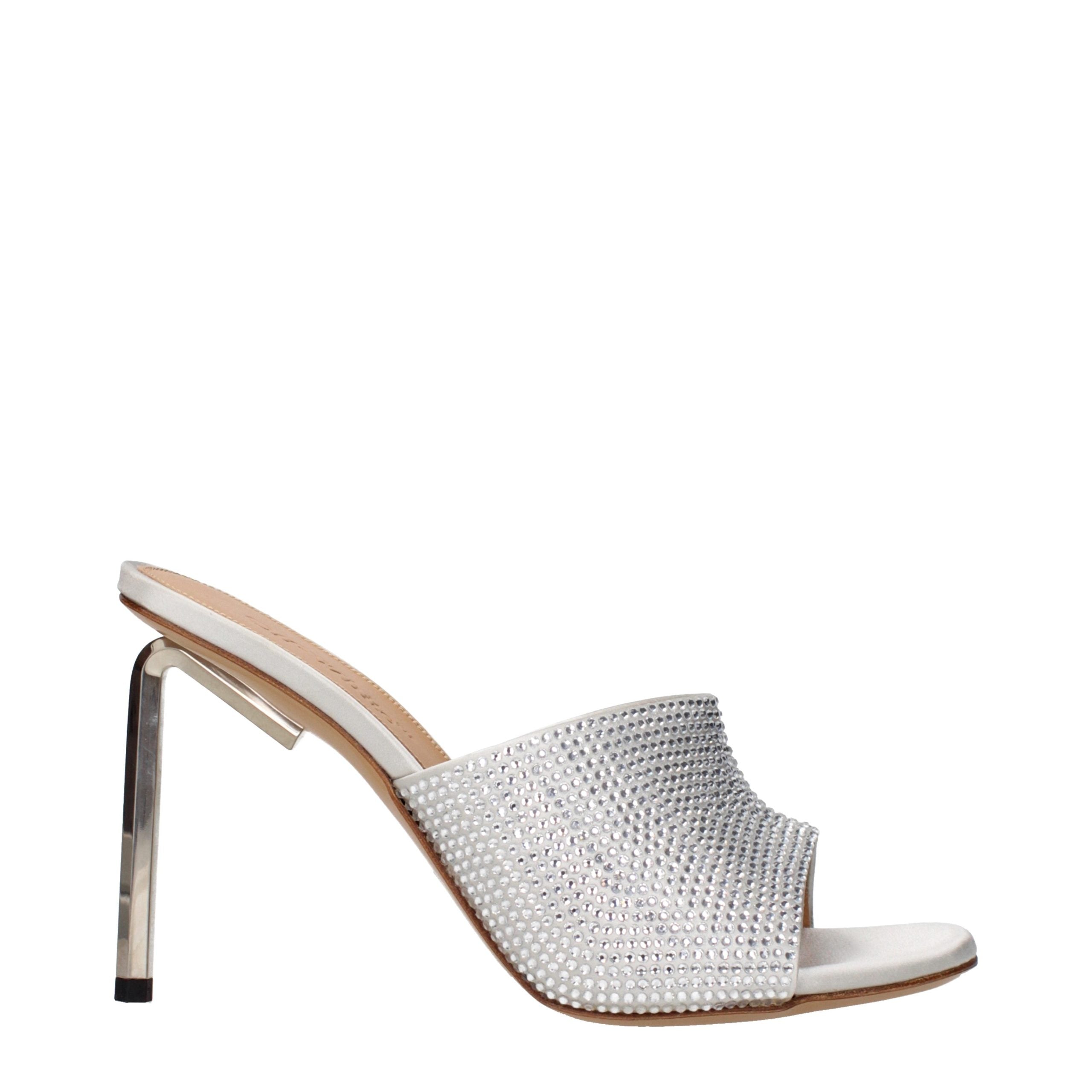 Off-White Silberne Satin-Stilettosandalen