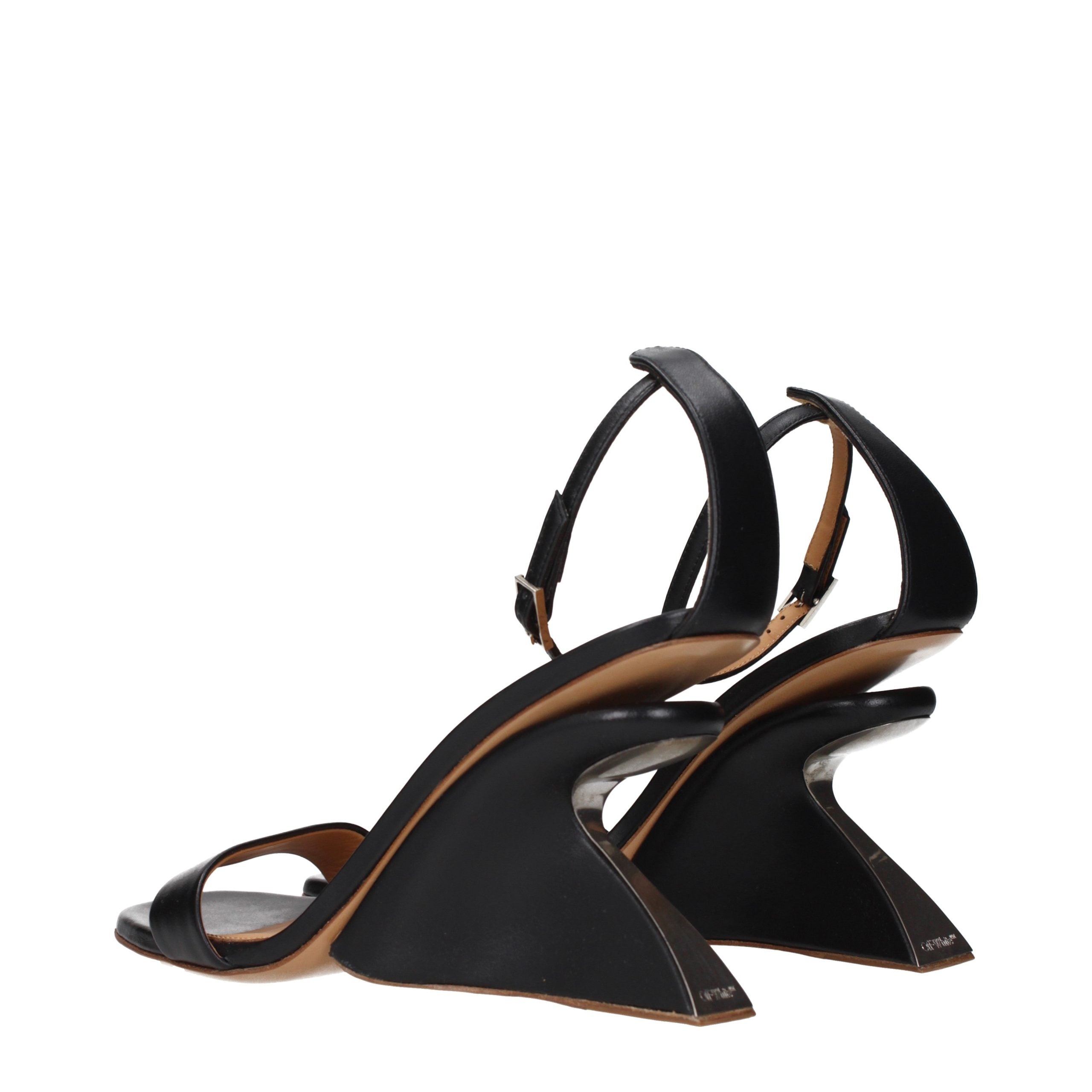Off-White Schwarze Leder-Stiletto-Sandalen