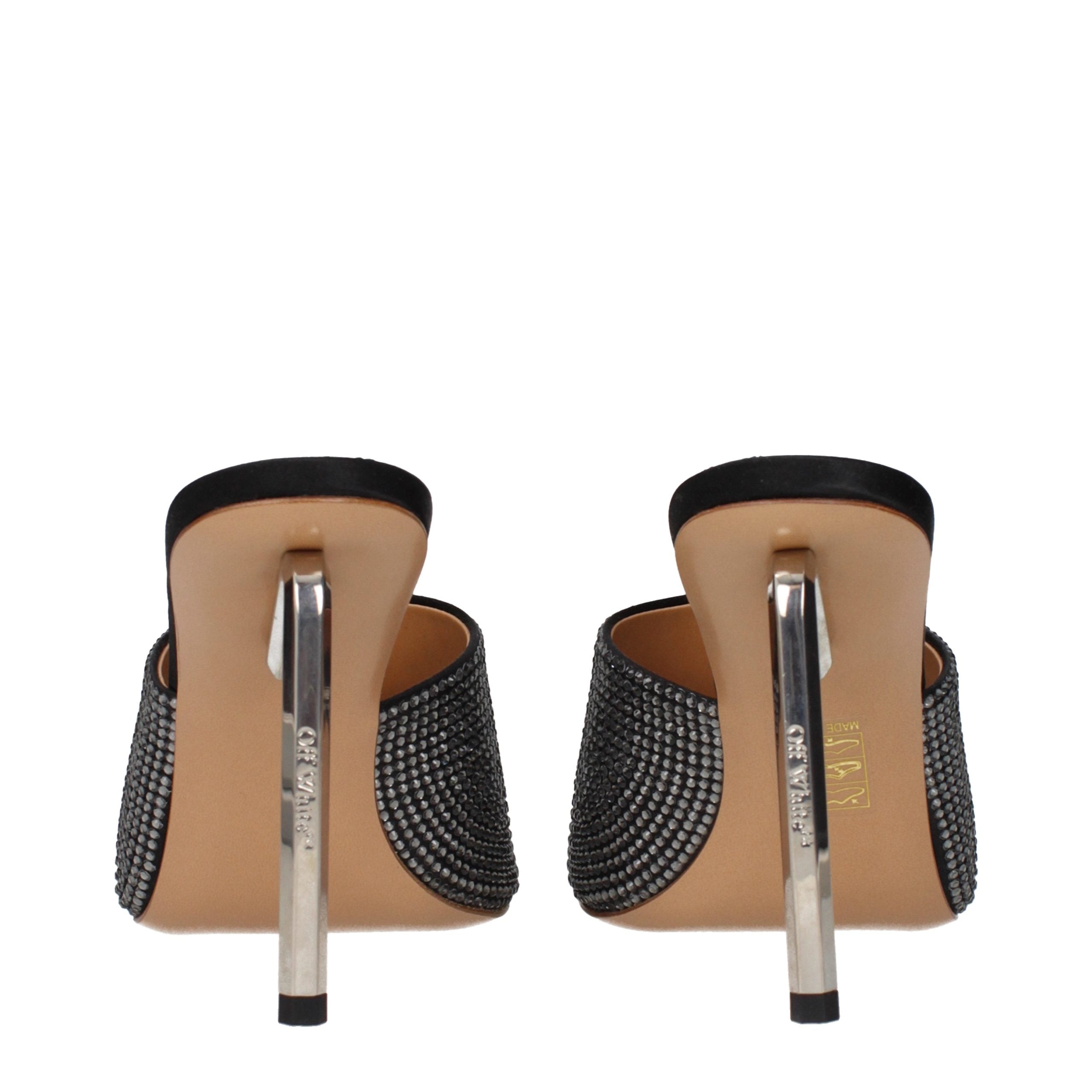Off-White Schwarze Stiletto-Sandalen aus Satin