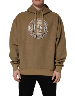 Dolce & Gabbana Kapuzenpullover aus Baumwolle in Braun mit Logo-Münze
