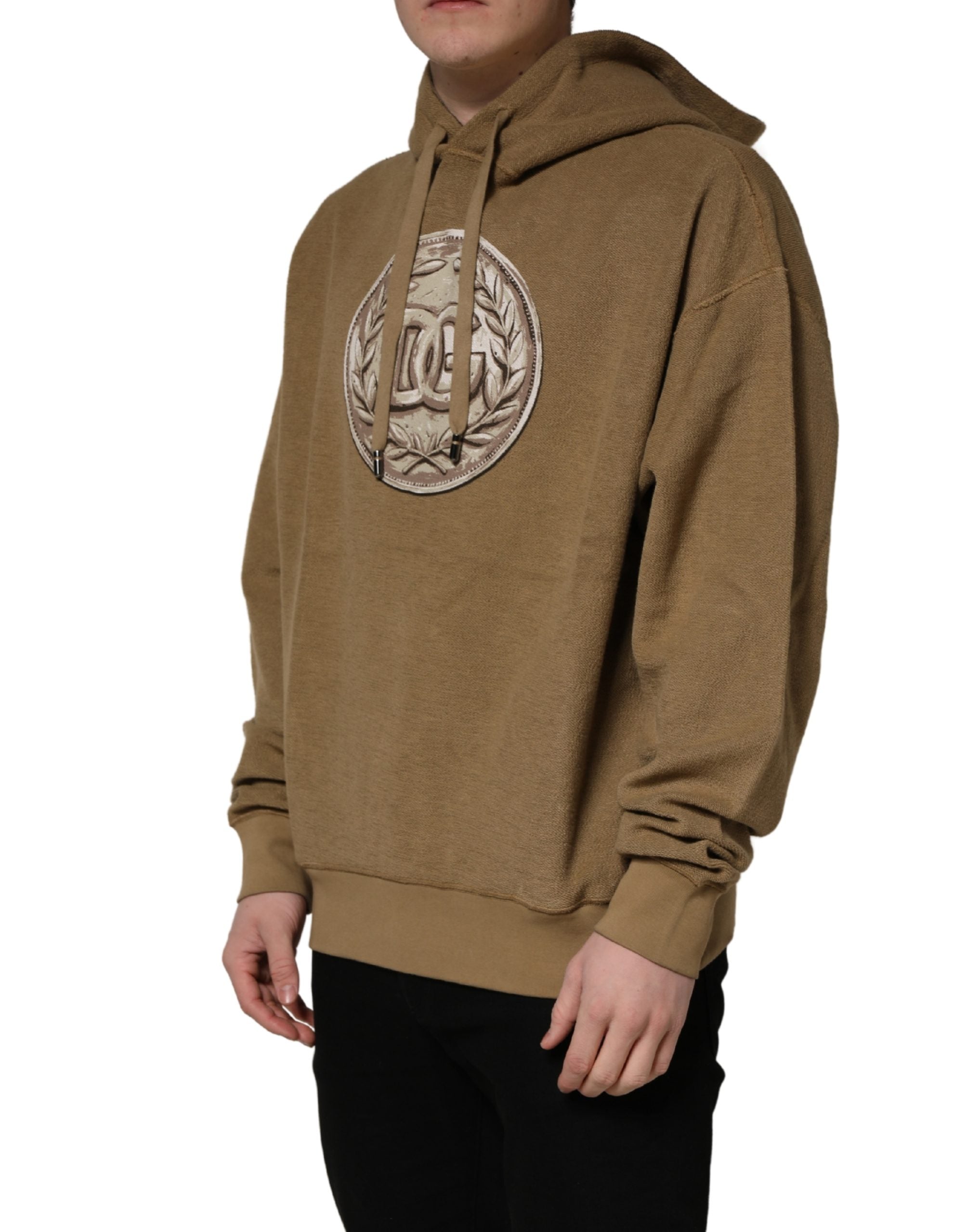 Dolce & Gabbana Kapuzenpullover aus Baumwolle in Braun mit Logo-Münze