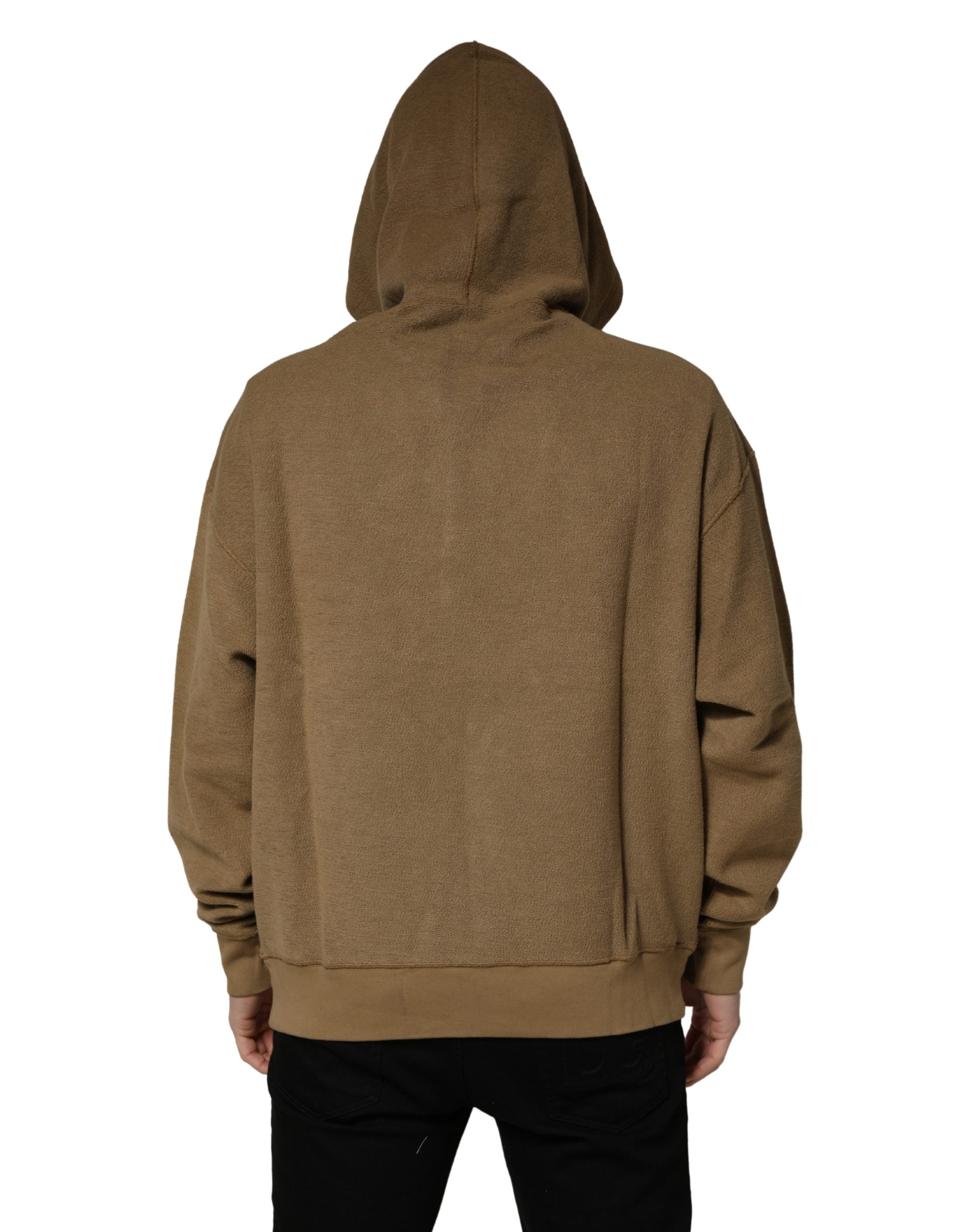 Dolce & Gabbana Kapuzenpullover aus Baumwolle in Braun mit Logo-Münze