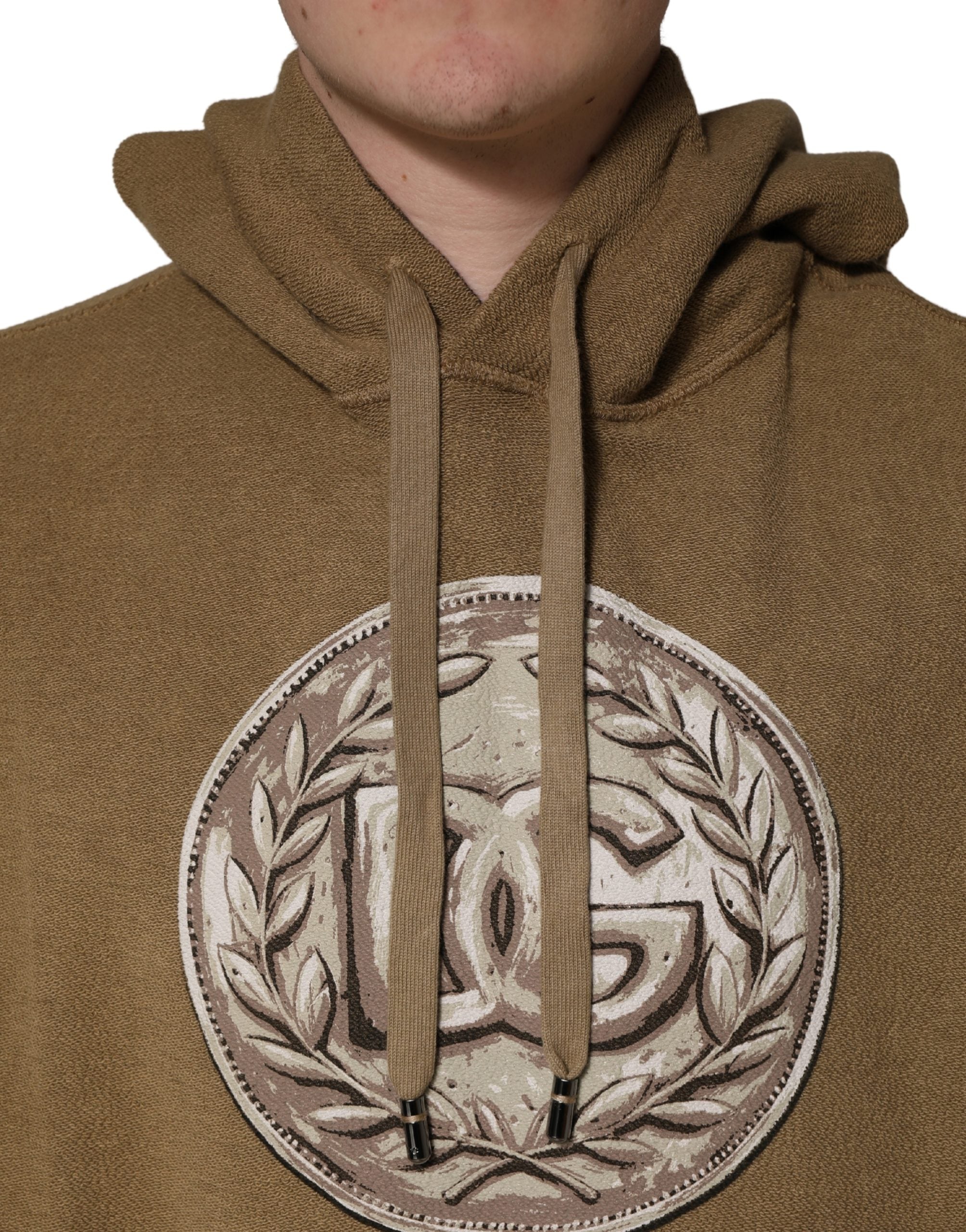 Dolce & Gabbana Kapuzenpullover aus Baumwolle in Braun mit Logo-Münze