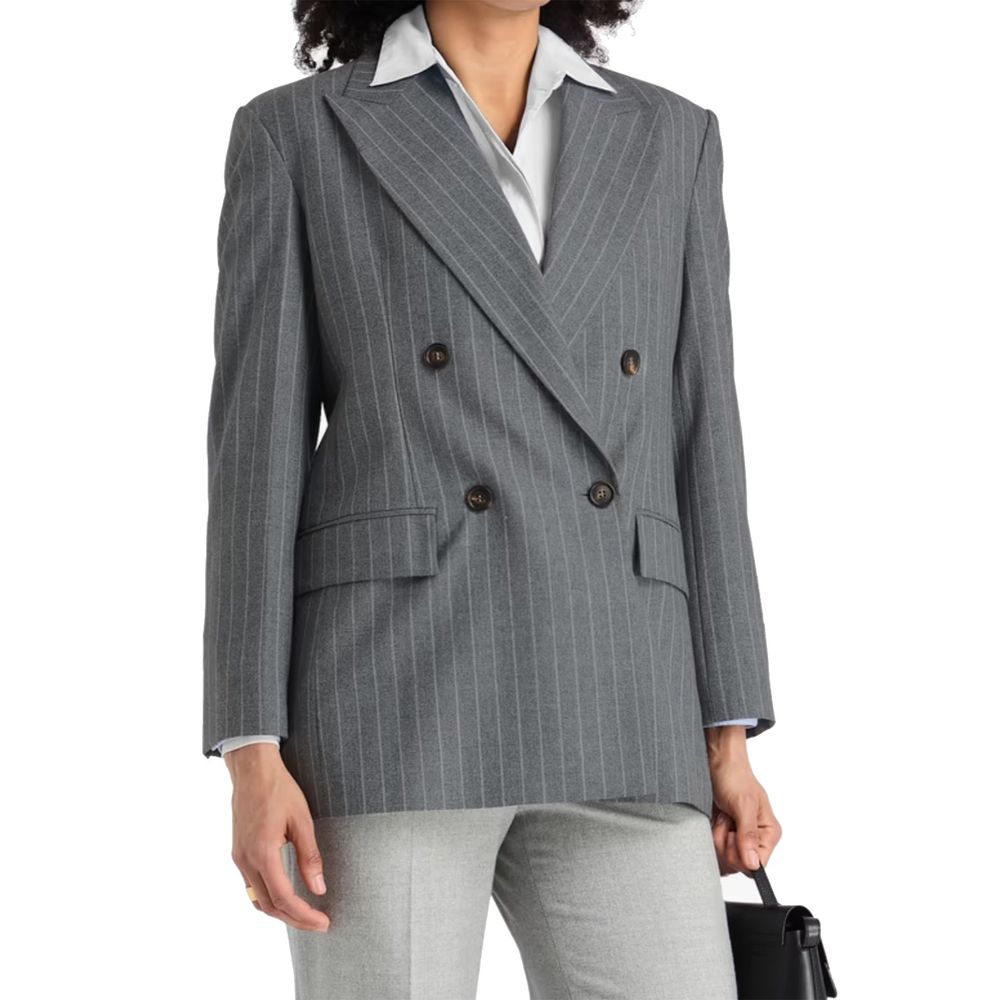 Brunello Cucinelli Grauer Blazer aus reiner Schurwolle