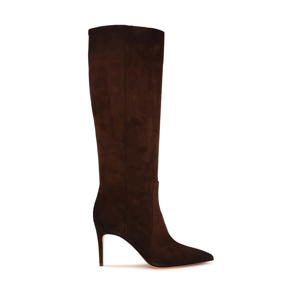 Santoni Braune Kalbsleder Bos Taurus High Heel Stiefel