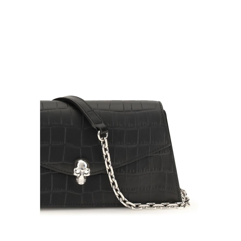 Alexander McQueen Schwarze Bos Taurus Kalbsleder Schultertasche