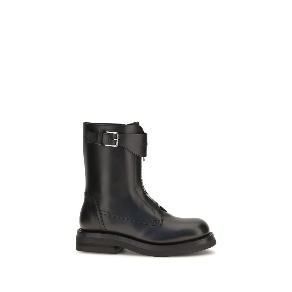 Alexander McQueen Schwarze Schnürstiefel aus Kalbsleder Bos Taurus