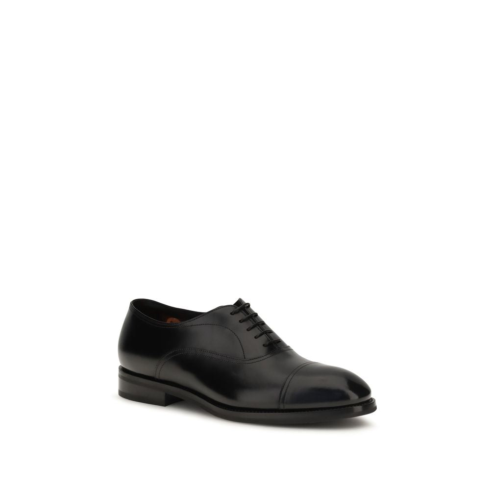Santoni Schwarze Kalbsleder Bos Taurus Oxfords und Derbys