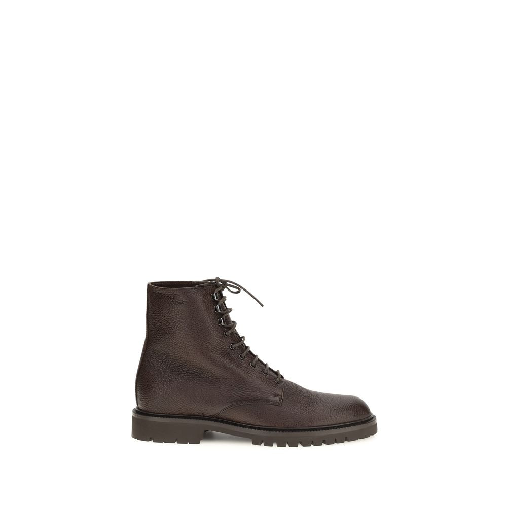 Brunello Cucinelli Braune Kalbsleder Bos Taurus Schnürstiefel