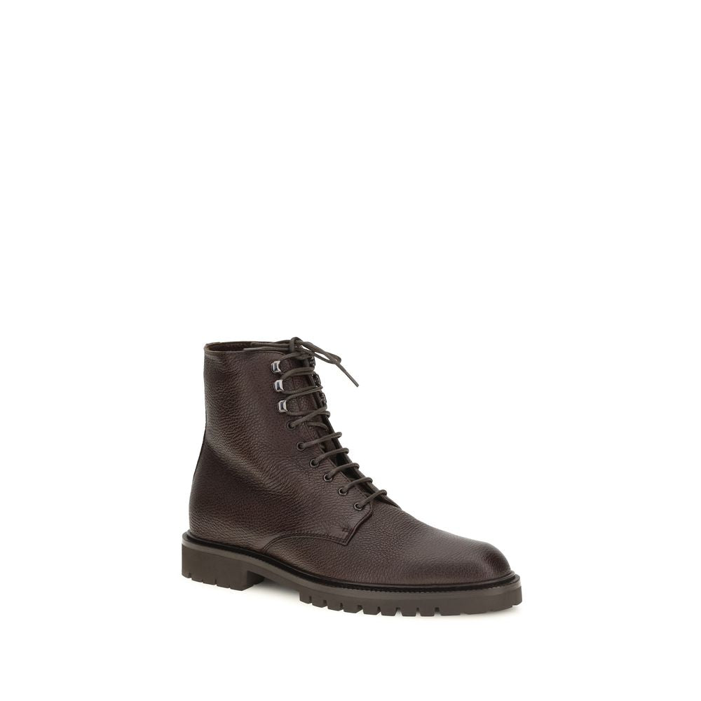 Brunello Cucinelli Braune Kalbsleder Bos Taurus Schnürstiefel
