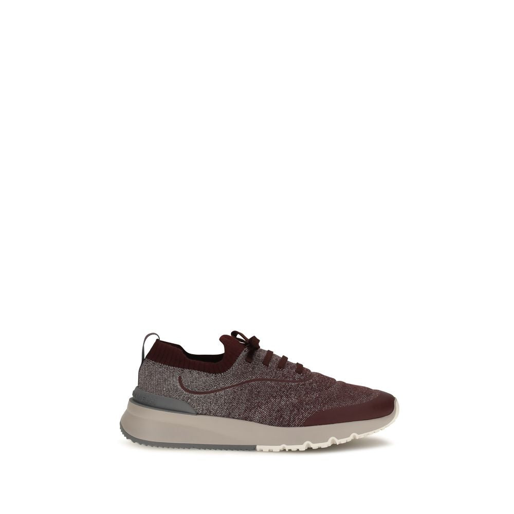 Brunello Cucinelli Bordeaux Baumwoll-Sneakers im Athletic-Stil