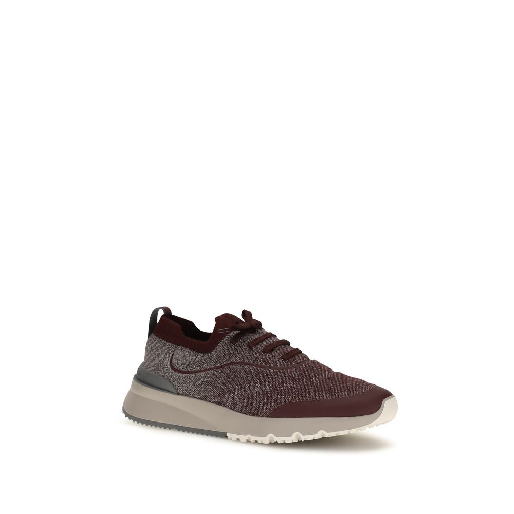 Brunello Cucinelli Bordeaux Baumwoll-Sneakers im Athletic-Stil