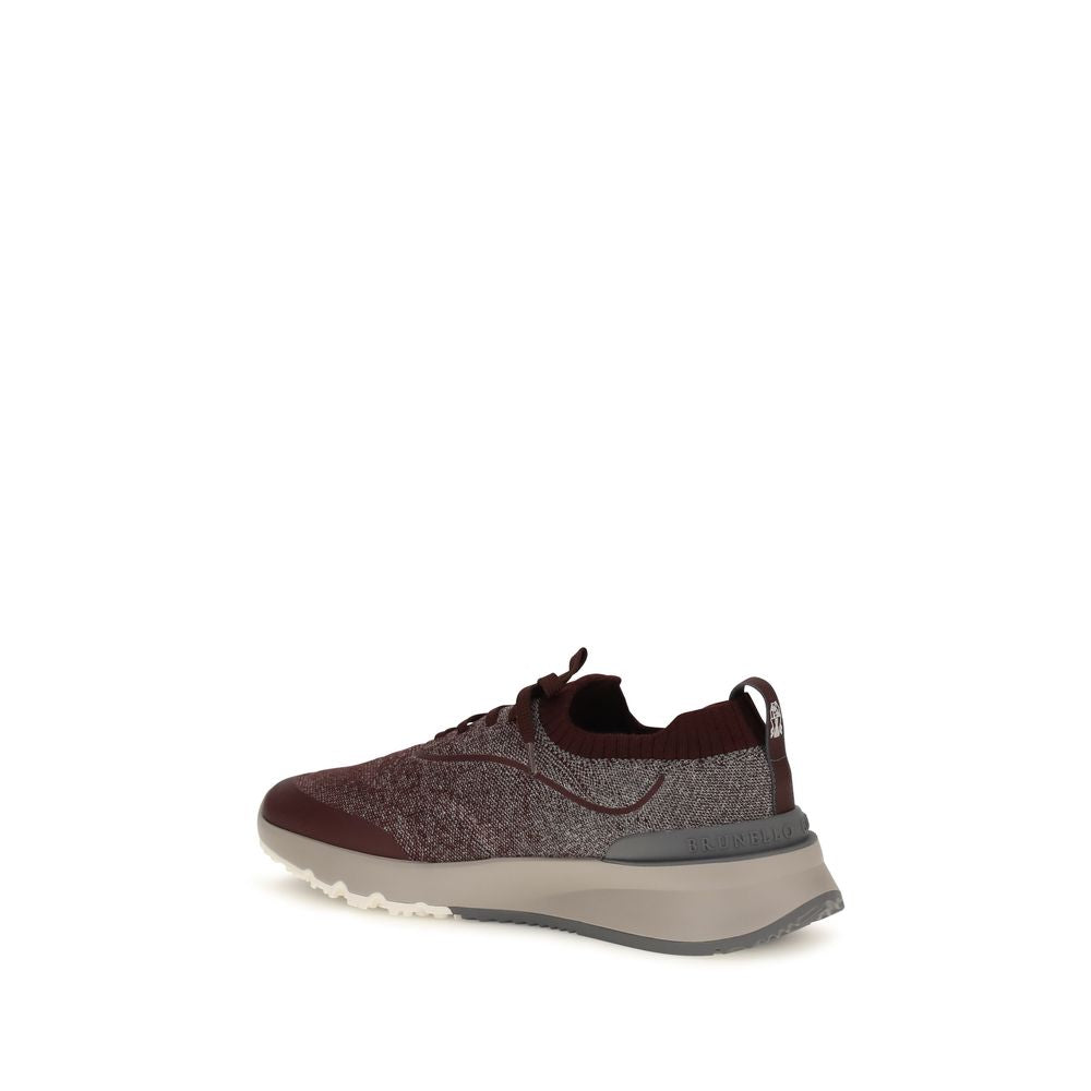 Brunello Cucinelli Bordeaux Baumwoll-Sneakers im Athletic-Stil