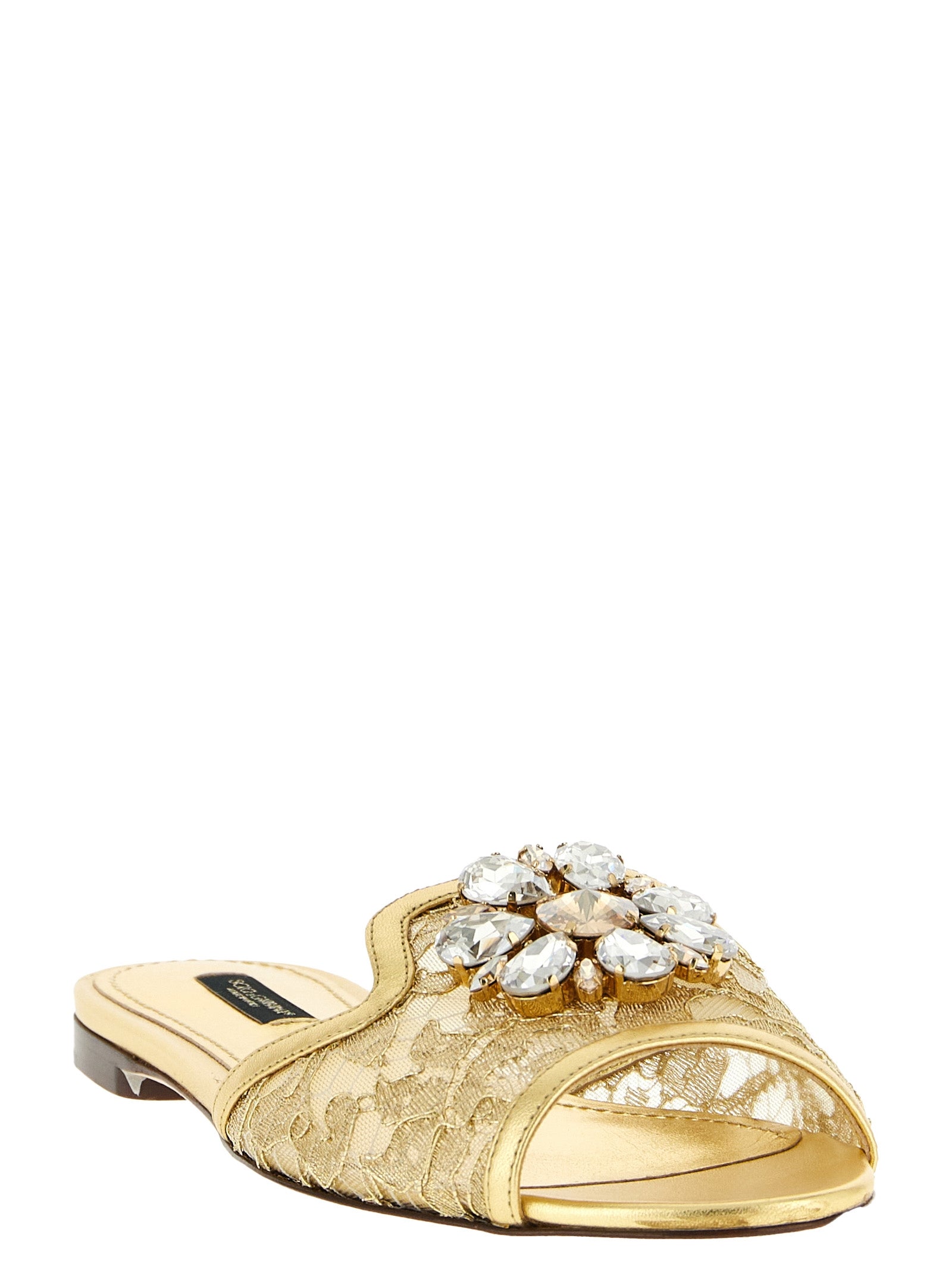 Dolce & Gabbana Goldfarbene Polyamid-Slipper