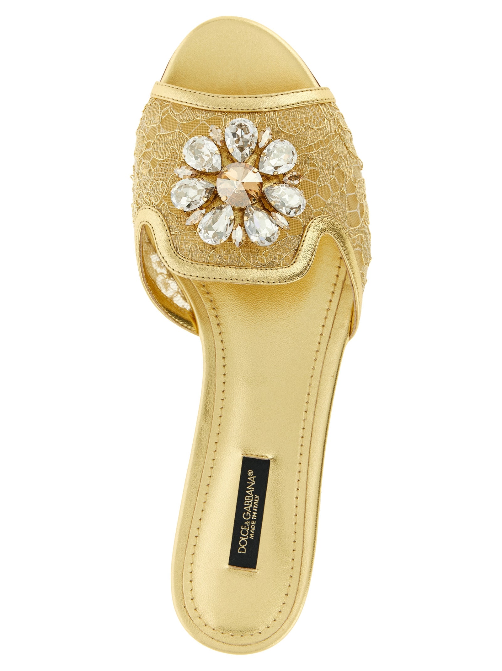 Dolce & Gabbana Goldfarbene Polyamid-Slipper