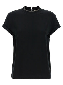 Brunello Cucinelli Schwarzes Baumwoll-T-Shirt