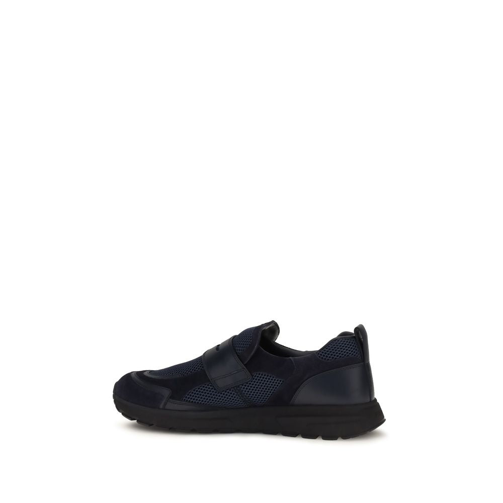 Prada Blaue Kalbsleder Bos Taurus Sportschuhe