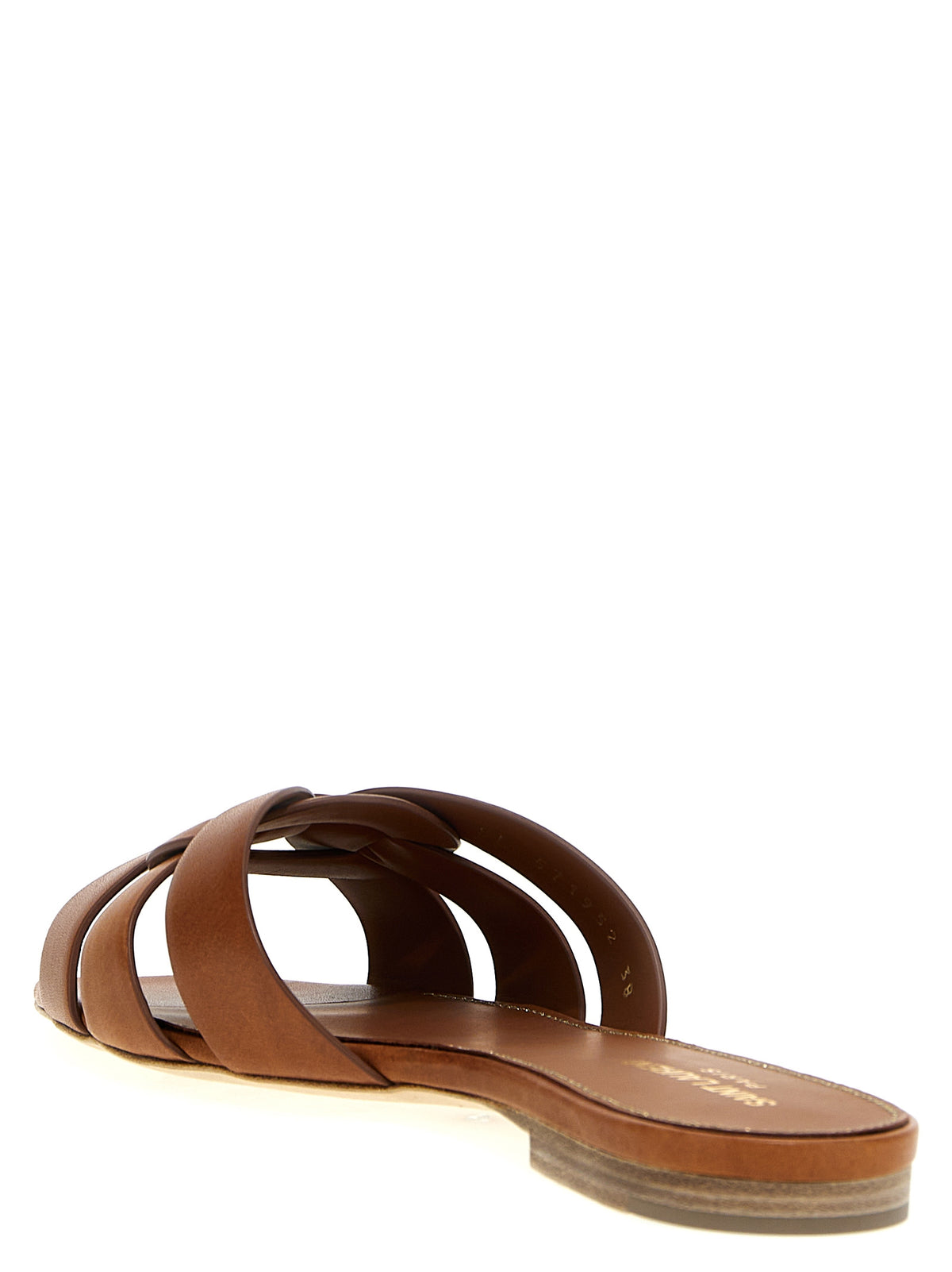 Saint Laurent Braune Kalbsleder-Slipper