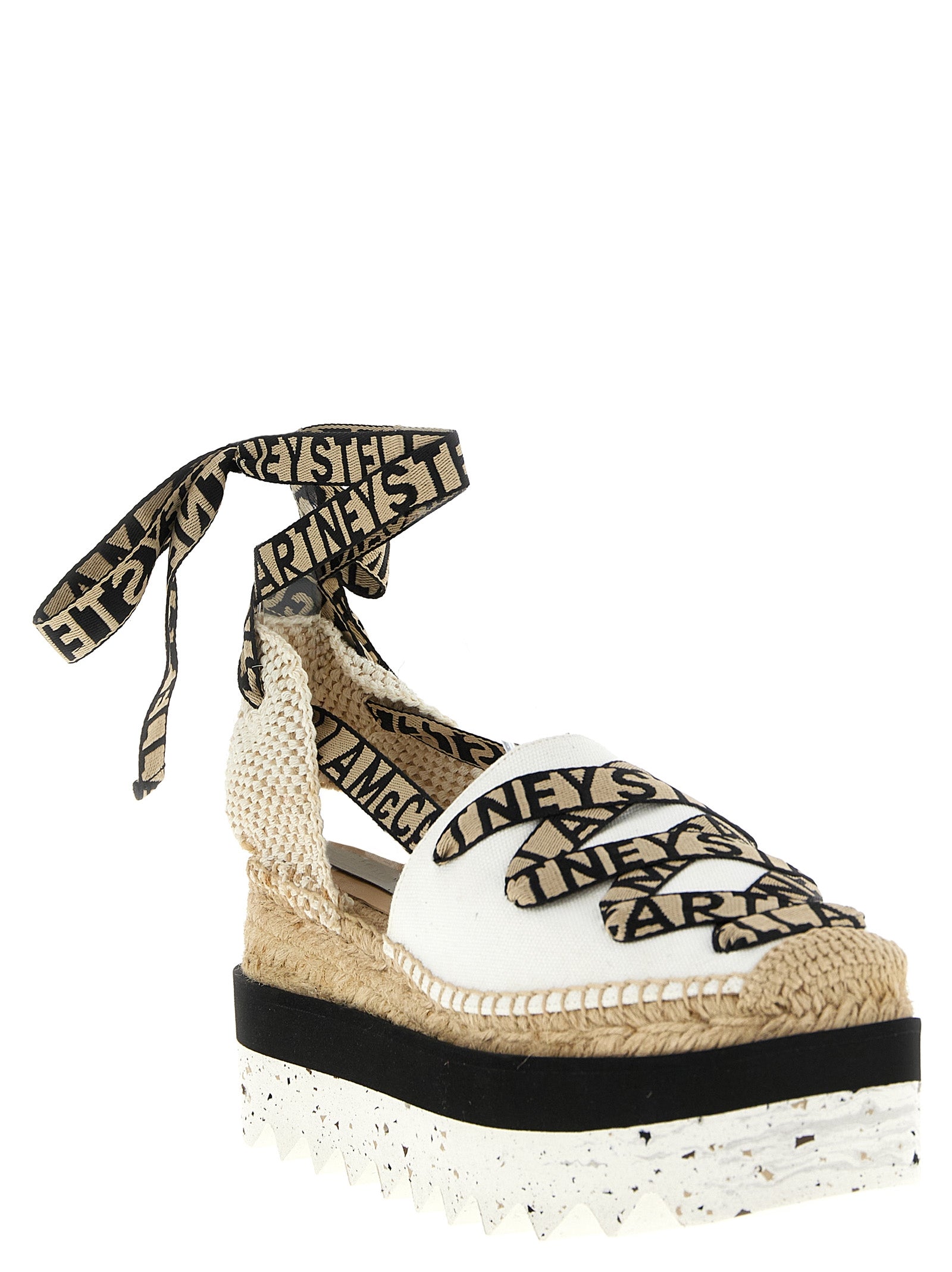 Stella McCartney Beige Baumwoll-Keilsandalen