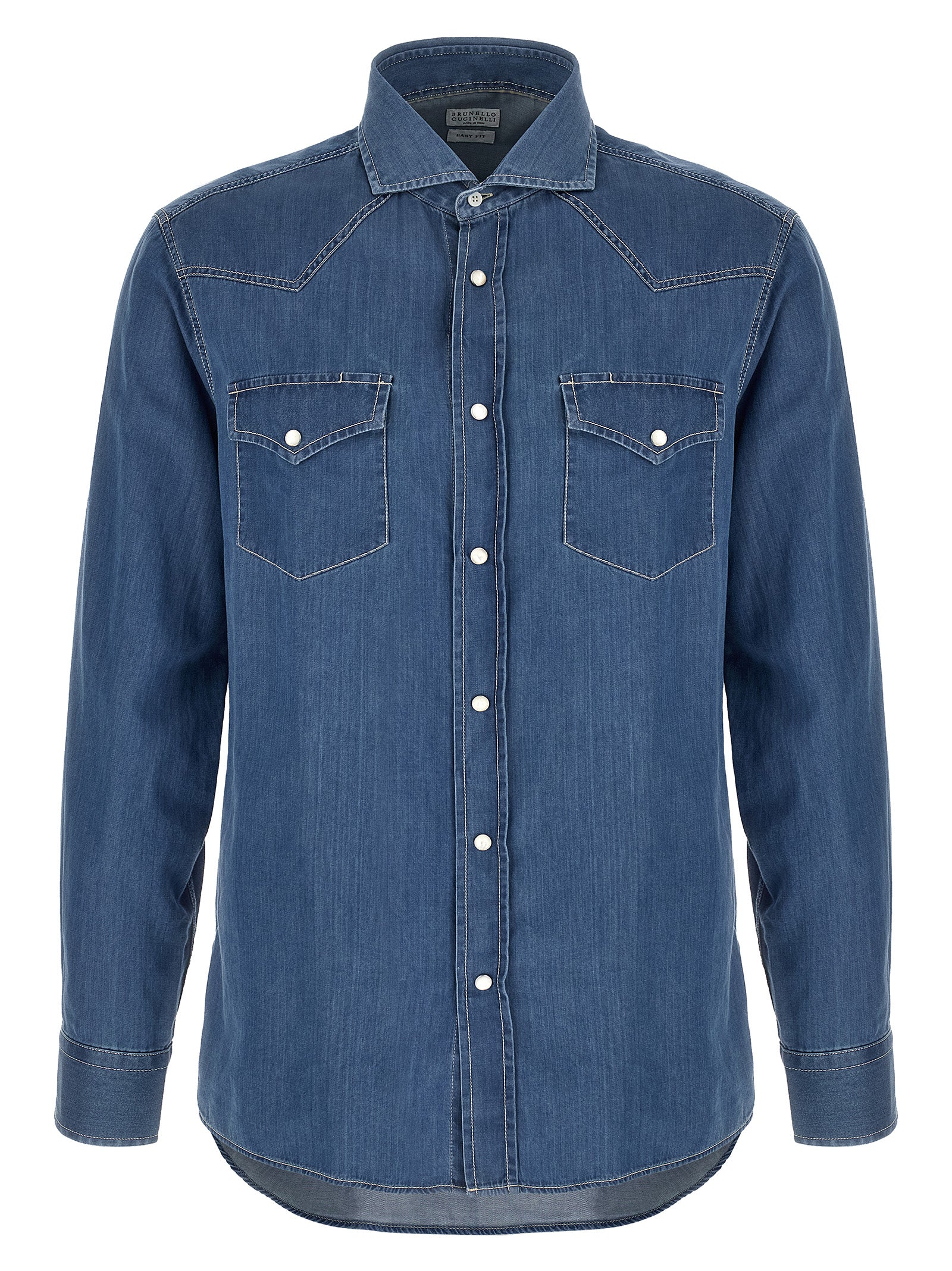 Brunello Cucinelli Blaue Baumwollbluse