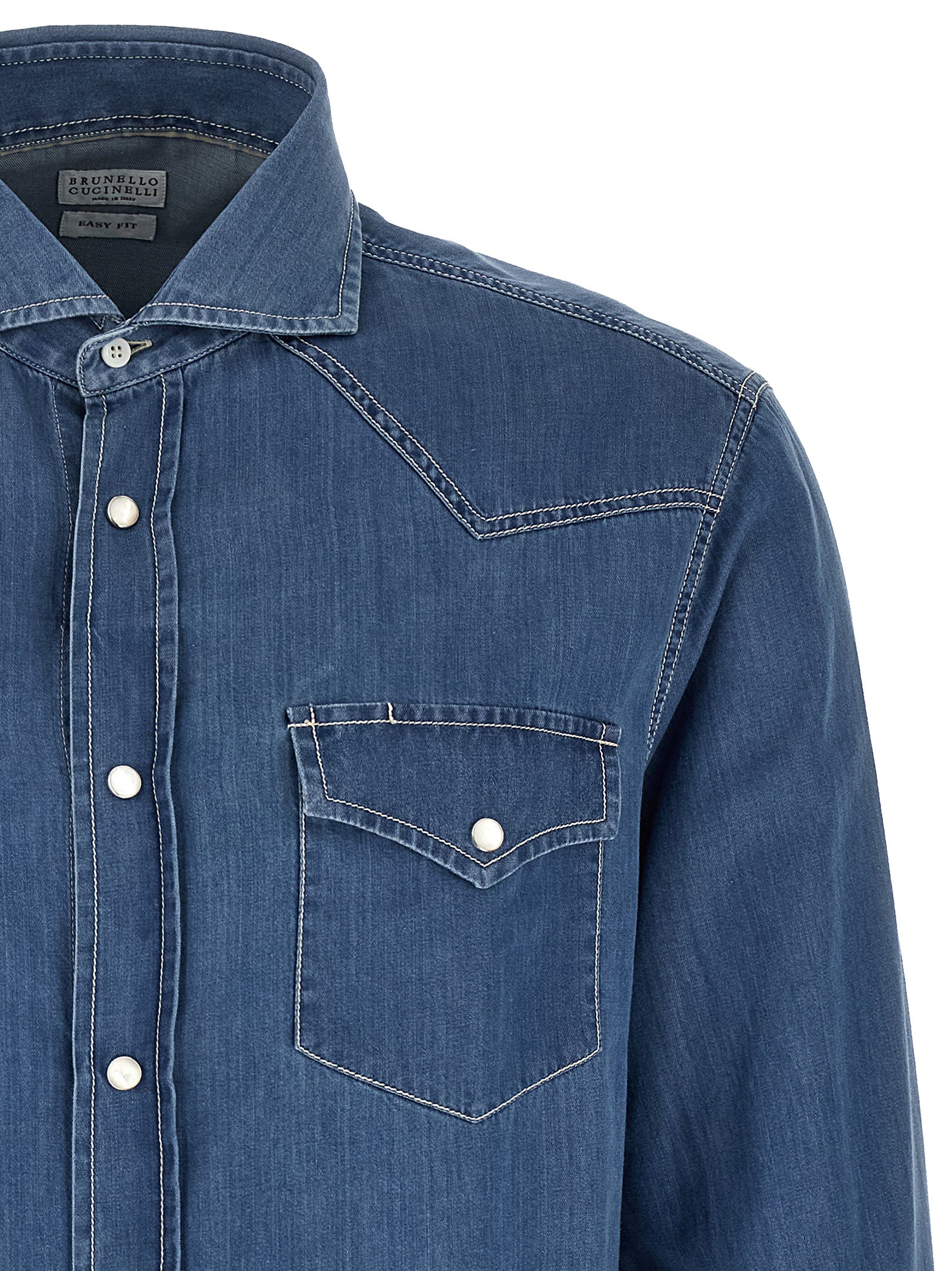 Brunello Cucinelli Blaue Baumwollbluse