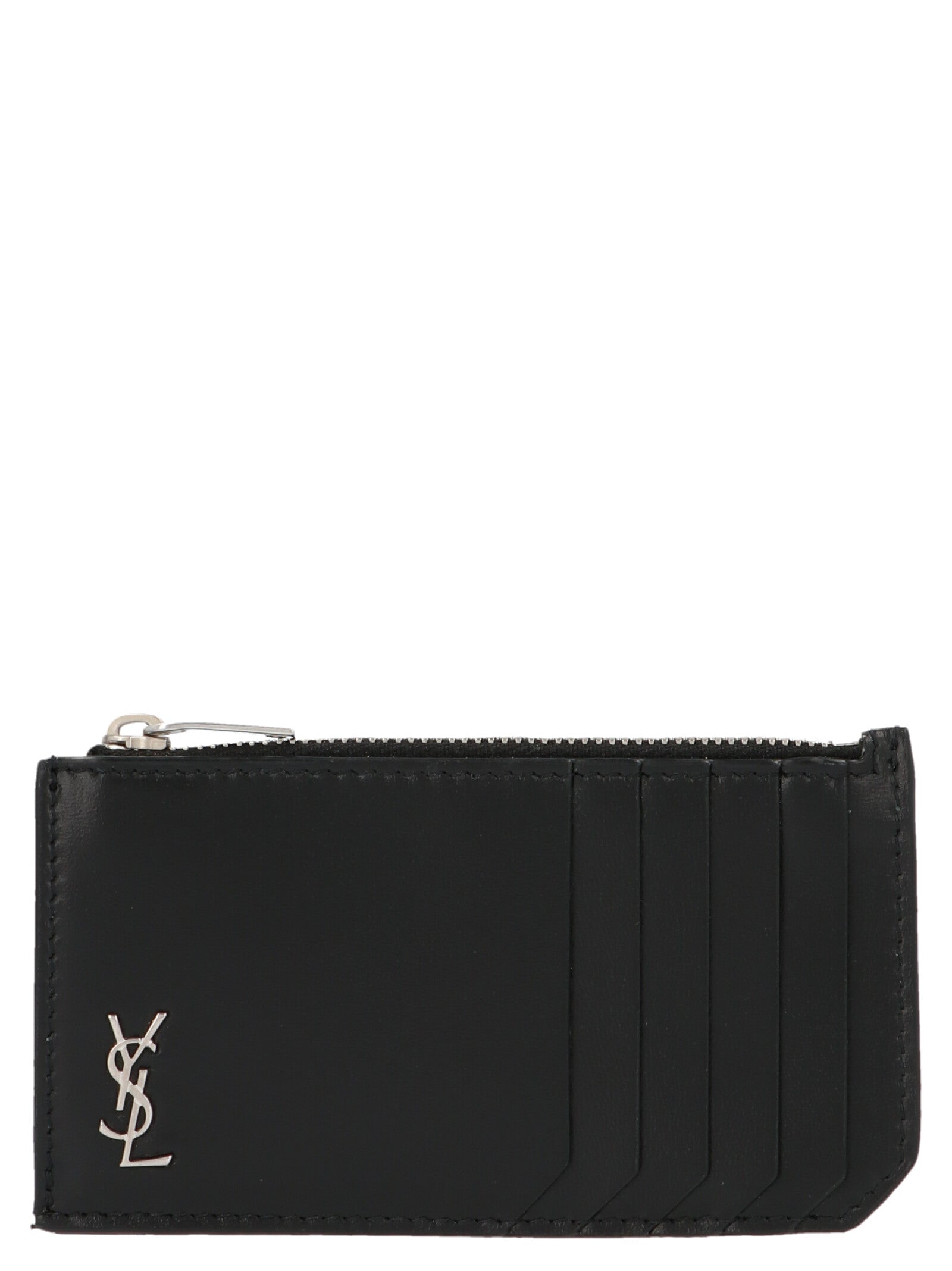 Saint Laurent Schwarzer Kalbsleder-Kartenetui