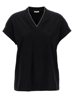 Brunello Cucinelli Schwarzes Baumwoll-T-Shirt
