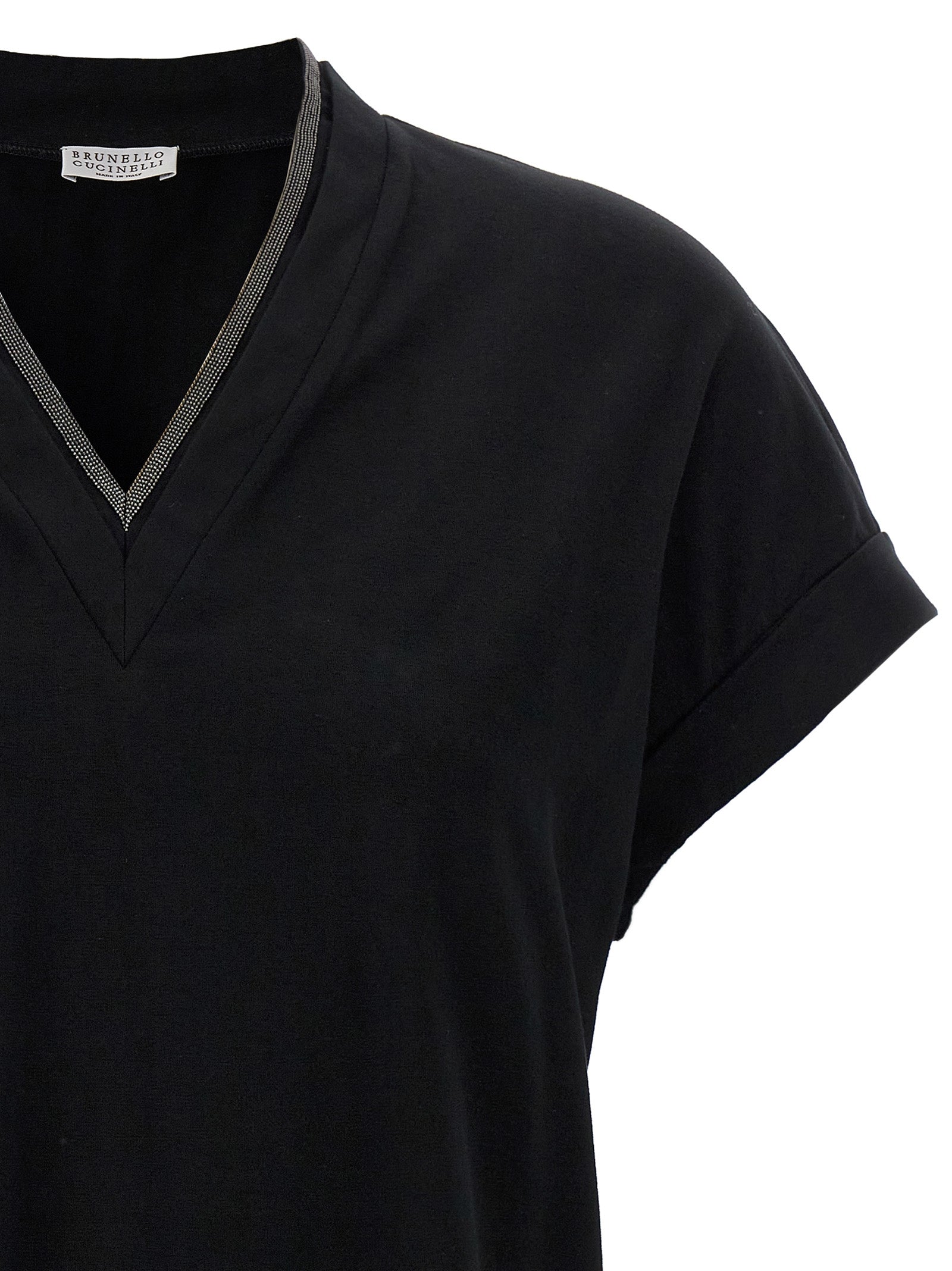 Brunello Cucinelli Schwarzes Baumwoll-T-Shirt