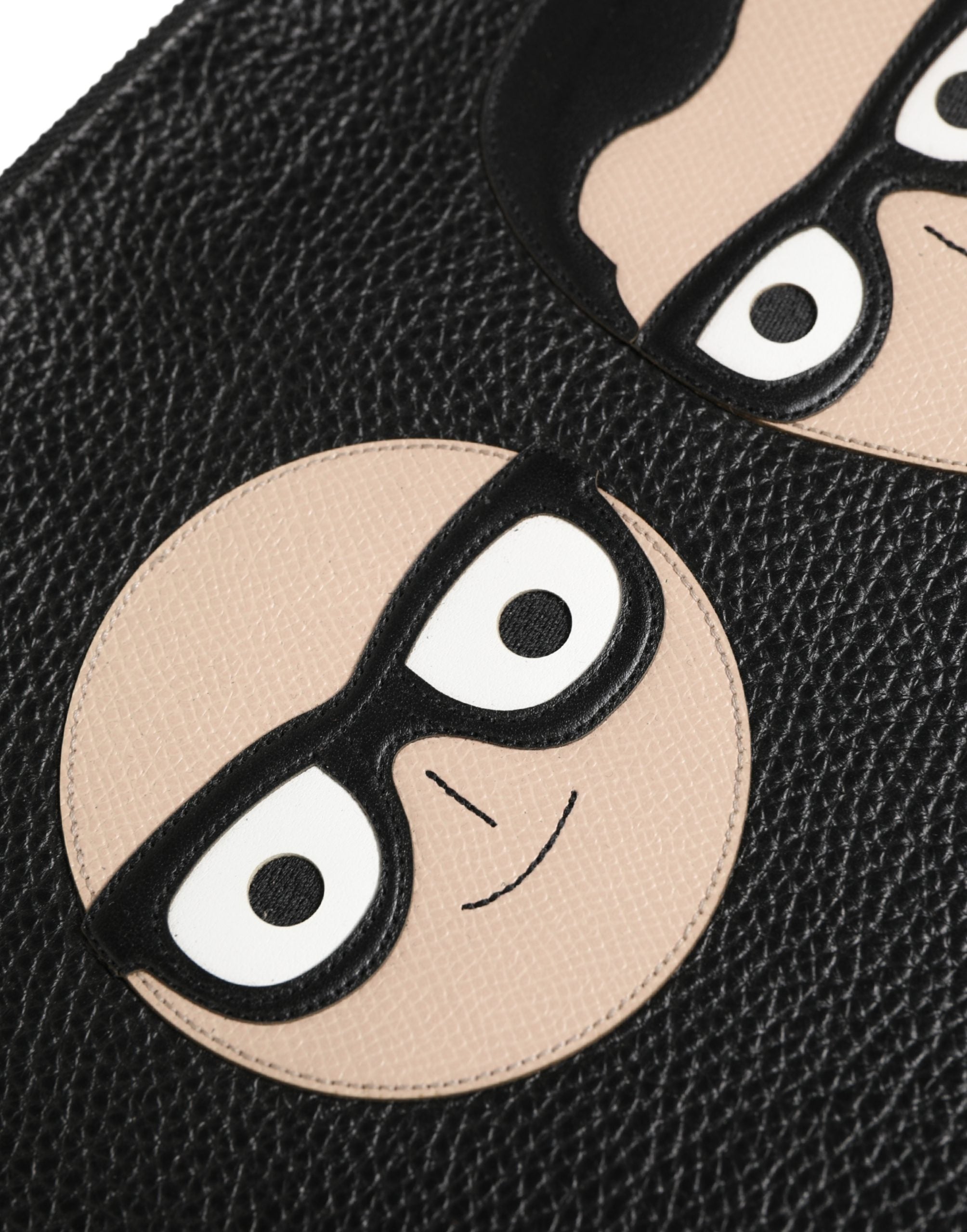 Dolce & Gabbana Schwarze #DGFamily Clutch aus Leder mit Applikationen
