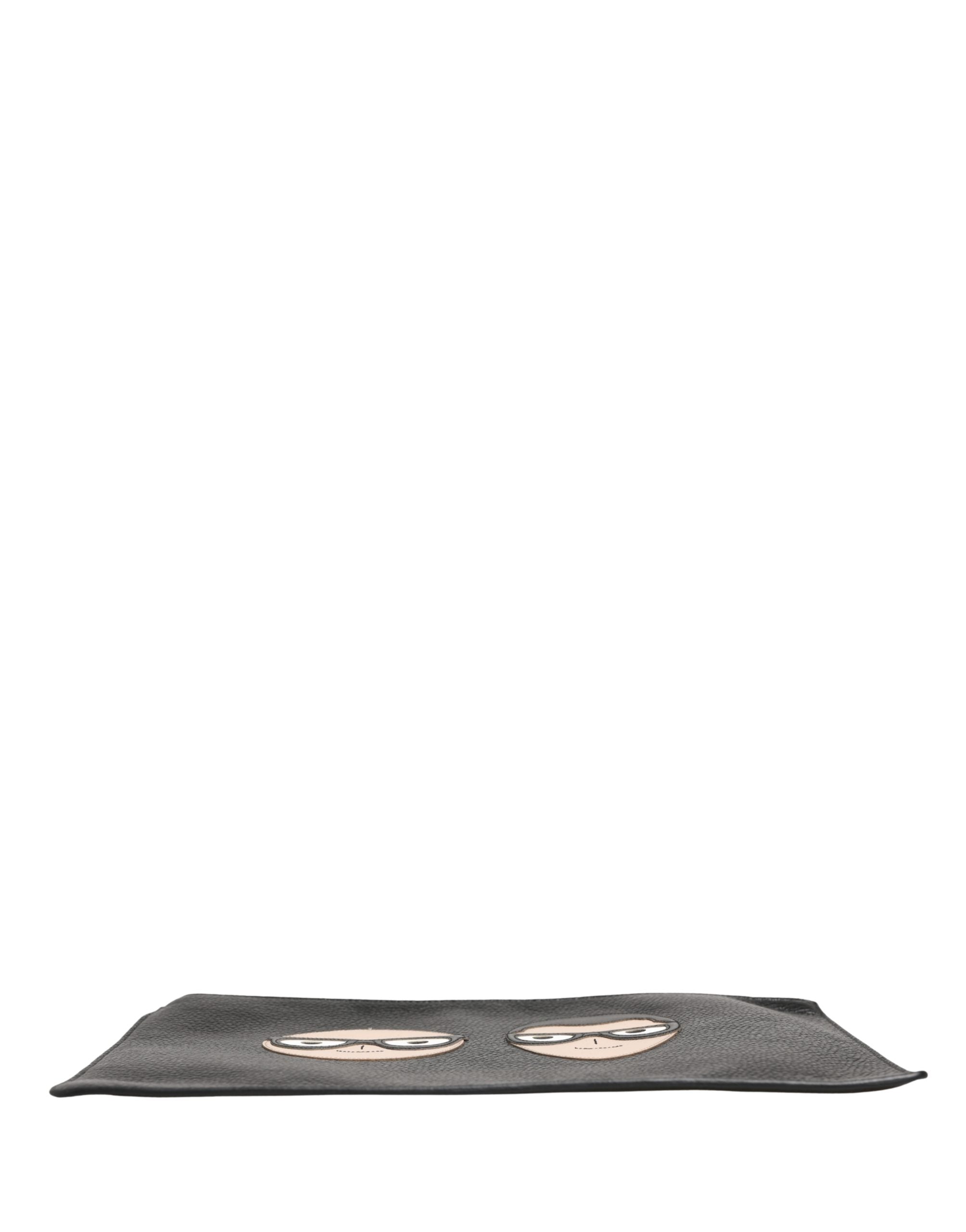 Dolce & Gabbana Schwarze #DGFamily Clutch aus Leder mit Applikationen