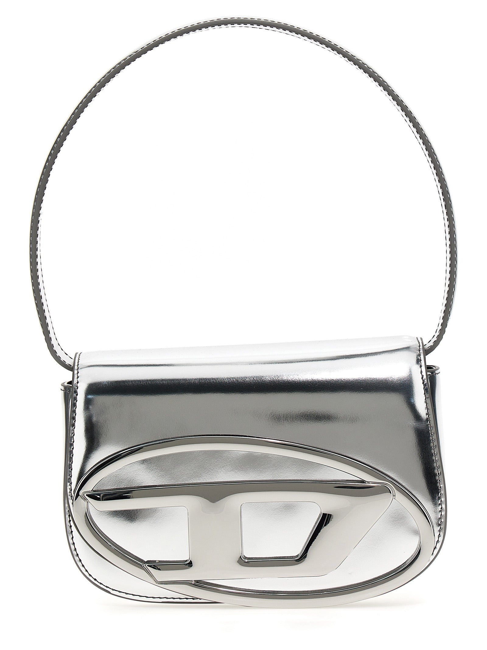 Diesel Schultertasche aus silbernem Rindsleder