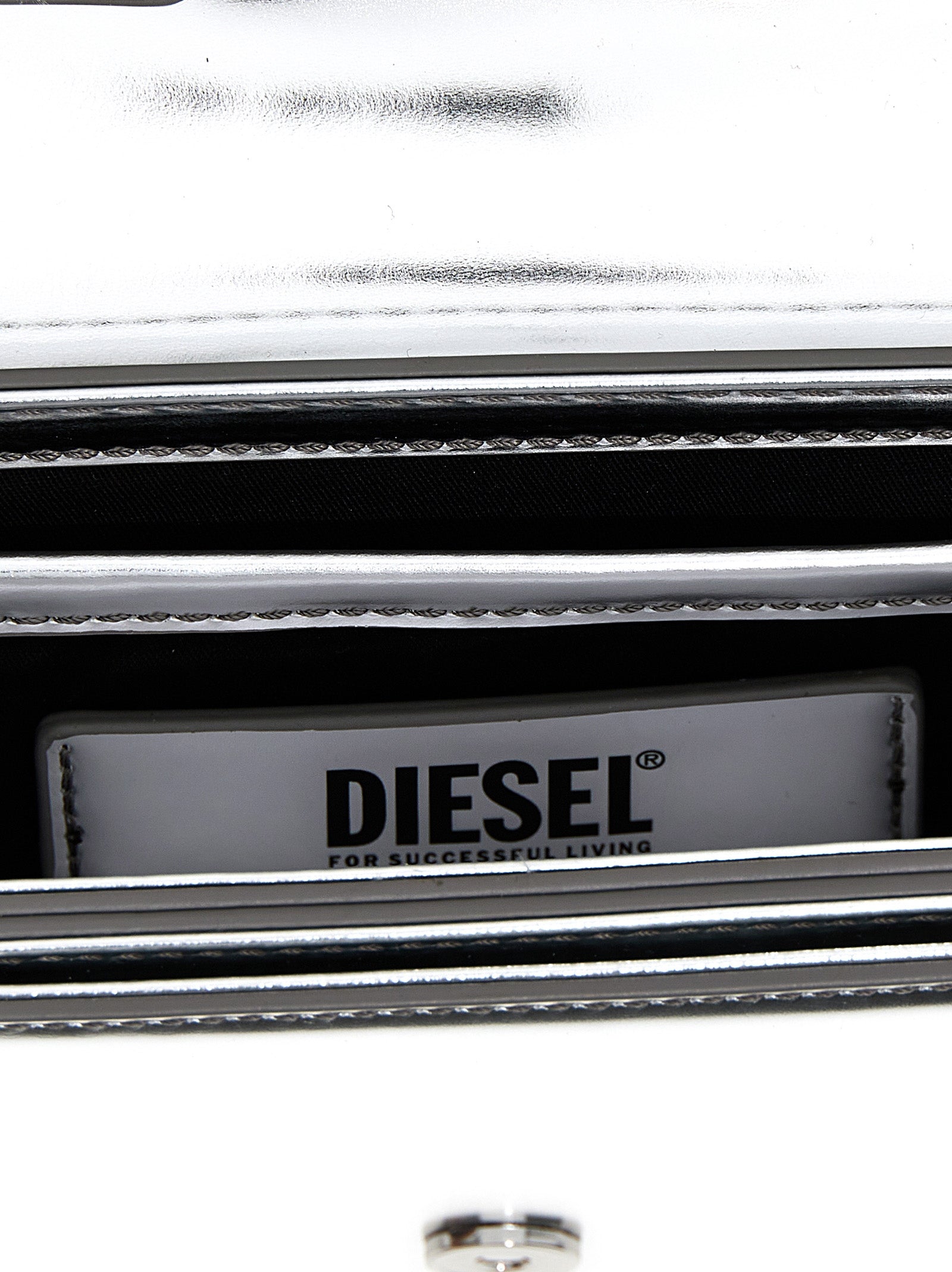 Diesel Schultertasche aus silbernem Rindsleder