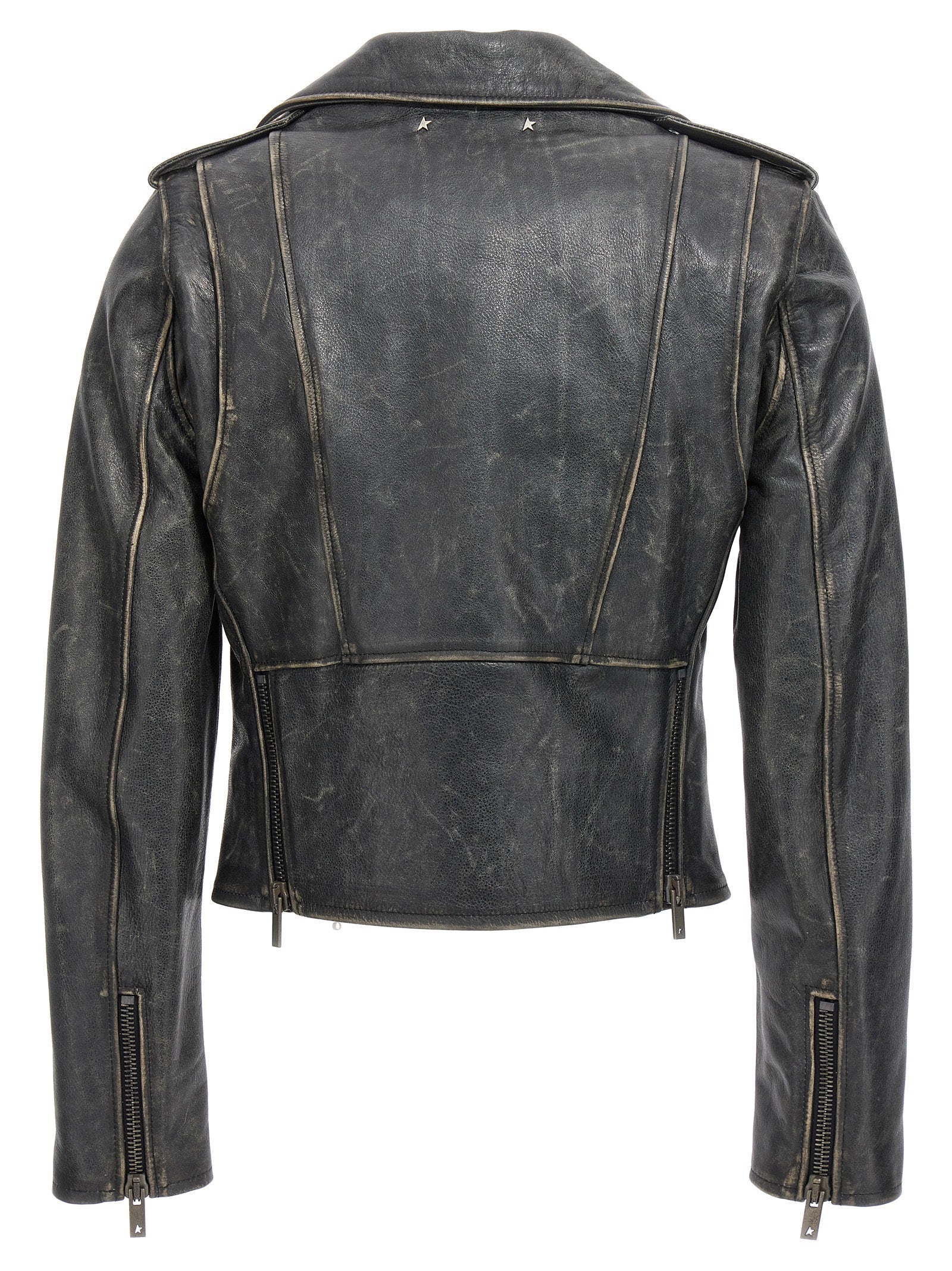 Golden Goose Schwarze Lederjacke aus Rindsleder