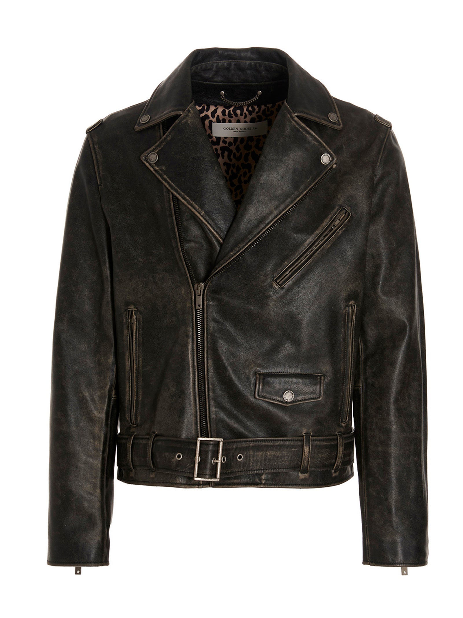 Golden Goose Schwarze Lederjacke aus Kalbsleder