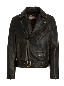 Golden Goose Schwarze Lederjacke aus Kalbsleder