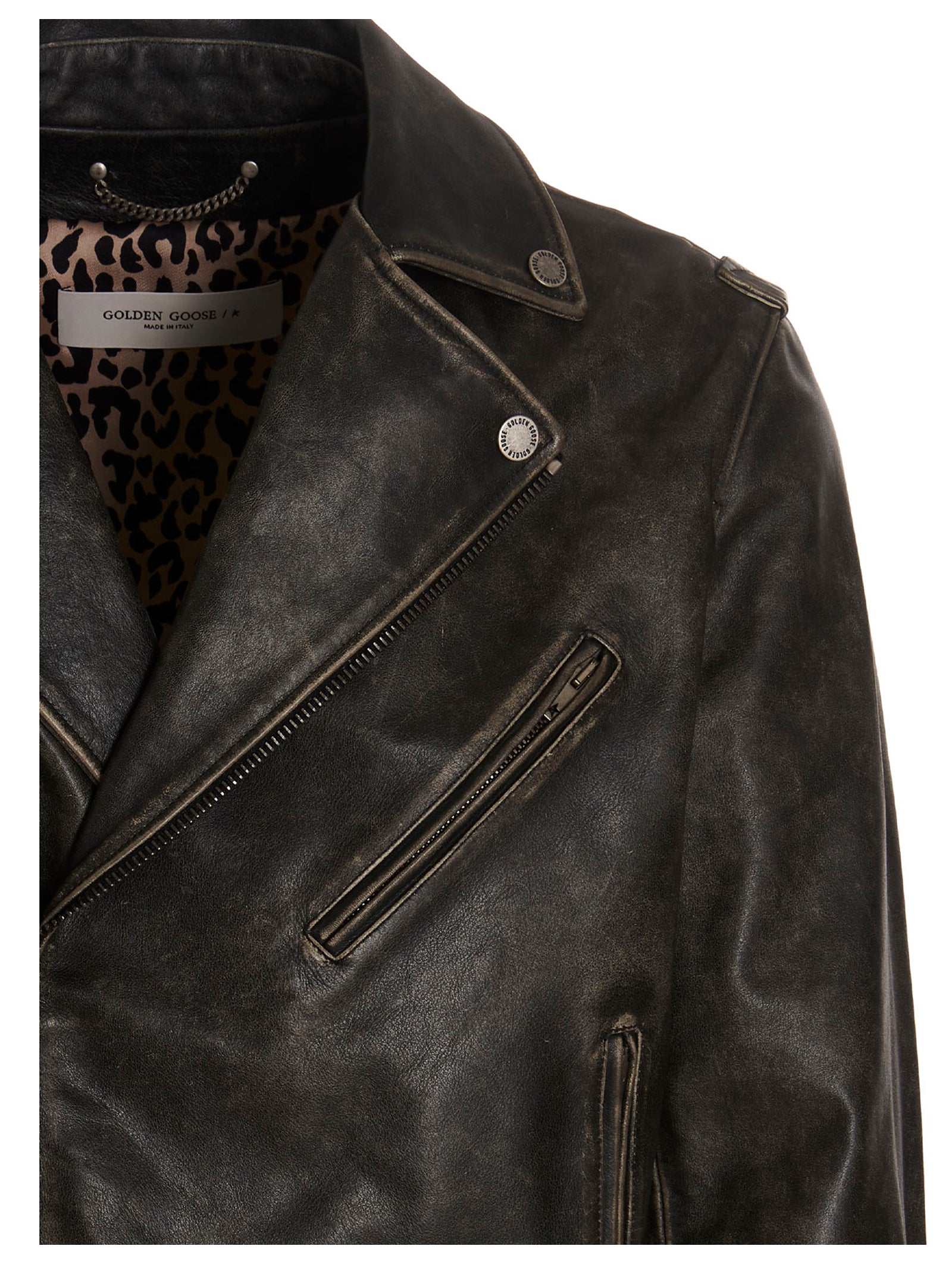 Golden Goose Schwarze Lederjacke aus Kalbsleder